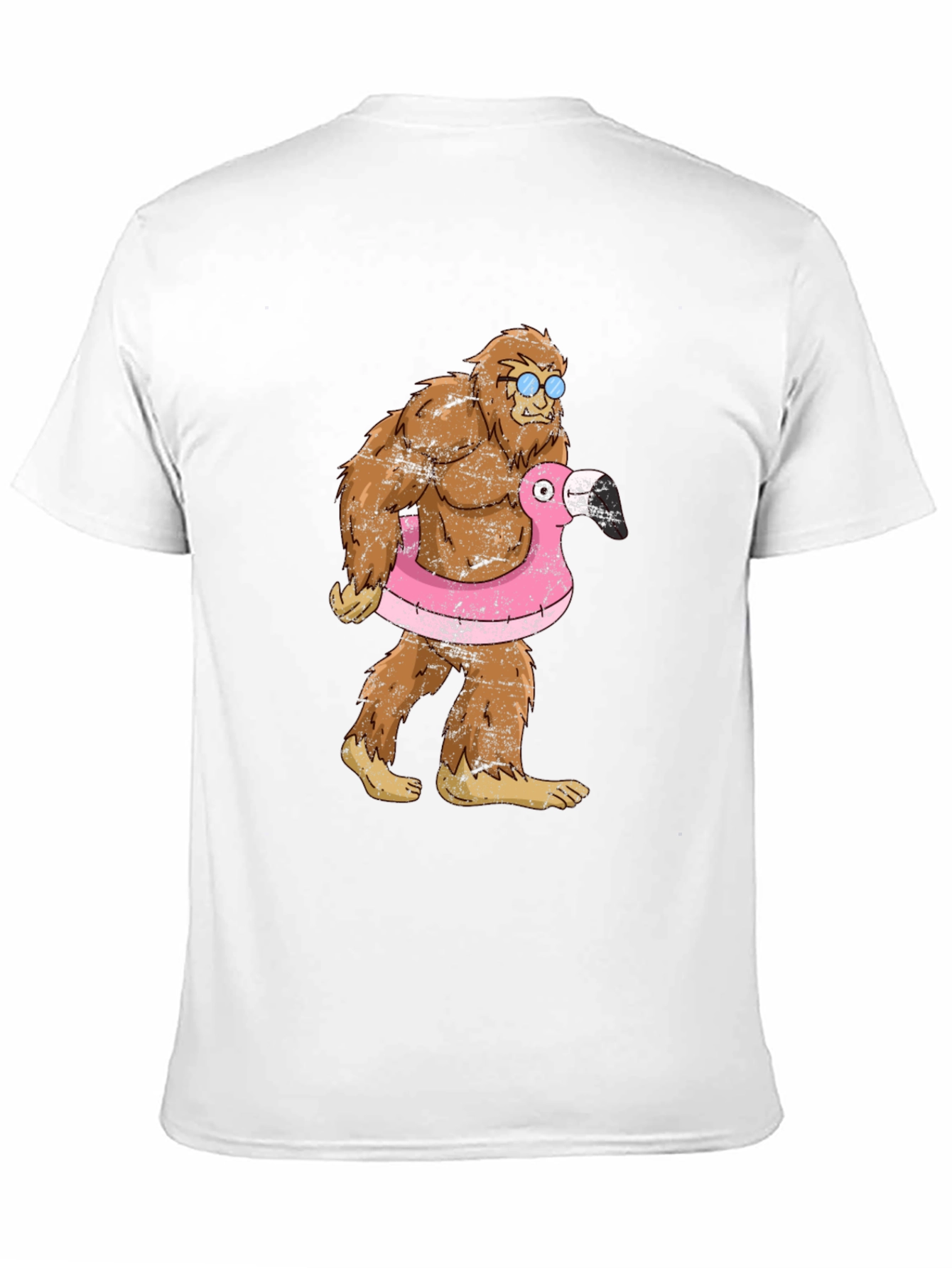 Bigfoot Flamingo Float T-Shirt - Funny Summer Tee
