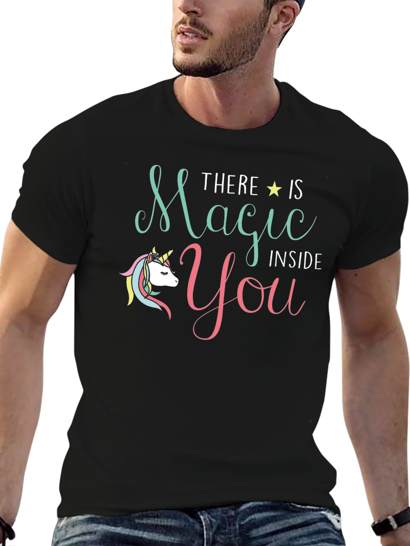 Magical Unicorn Graphic T-Shirt - Black