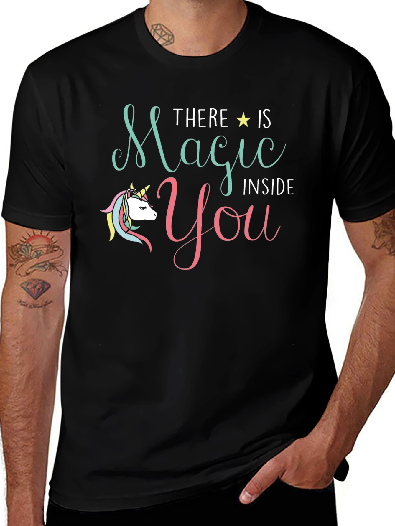 Magical Unicorn Graphic T-Shirt - Black