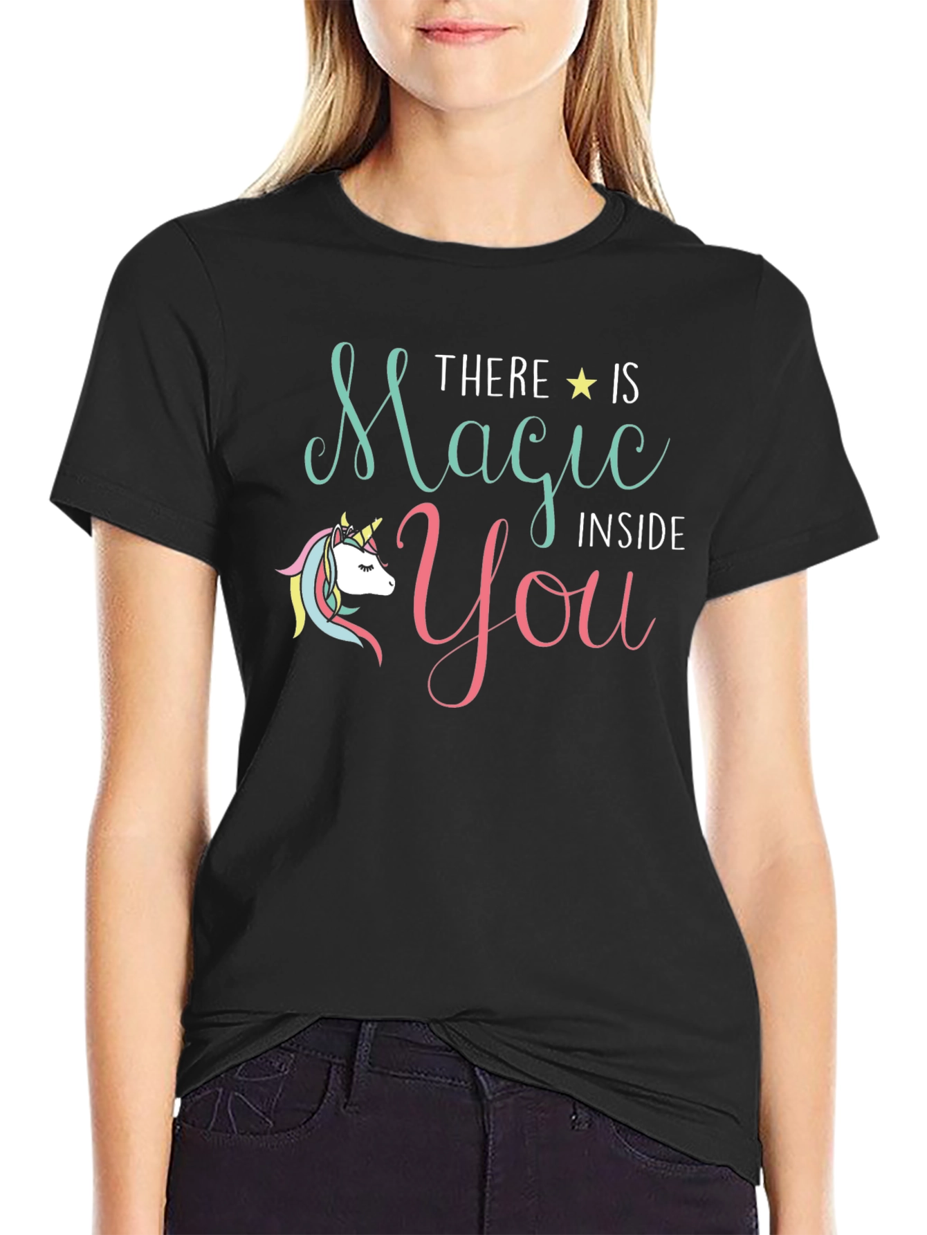Magical Unicorn Graphic T-Shirt - Black