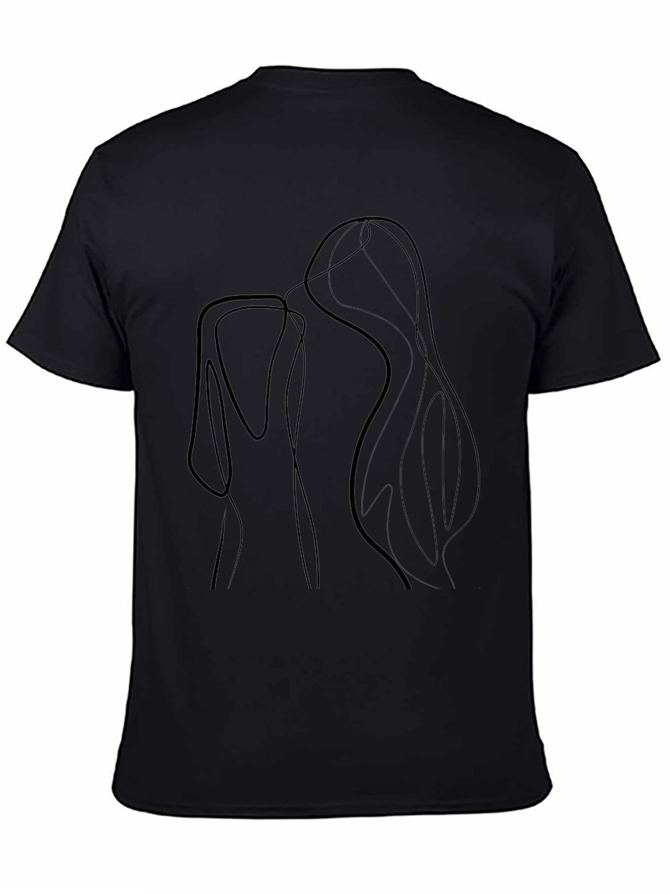 Minimalist Line Art Graphic Black T-Shirt
