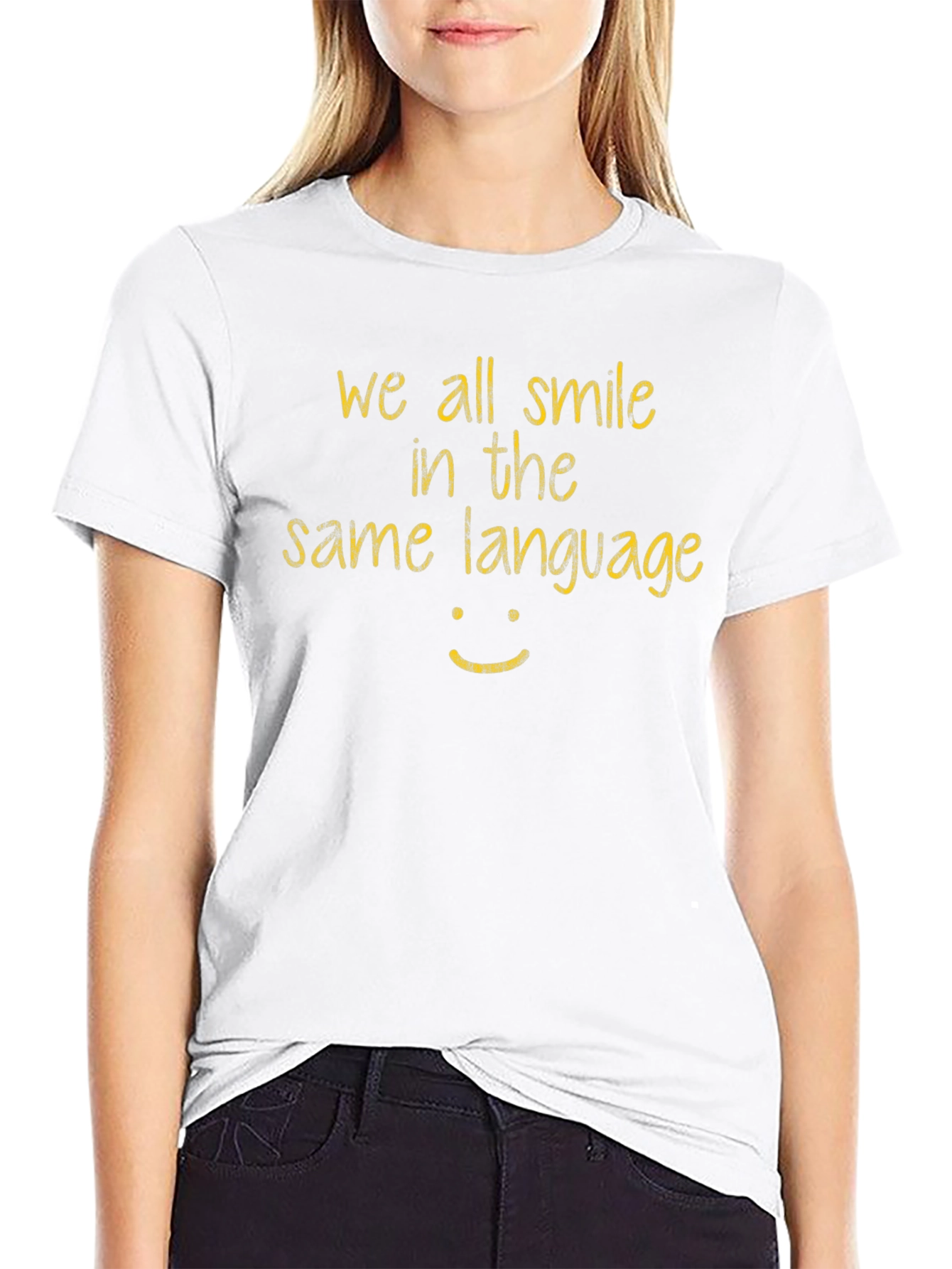 We All Smile T-Shirt - Black Casual Tee