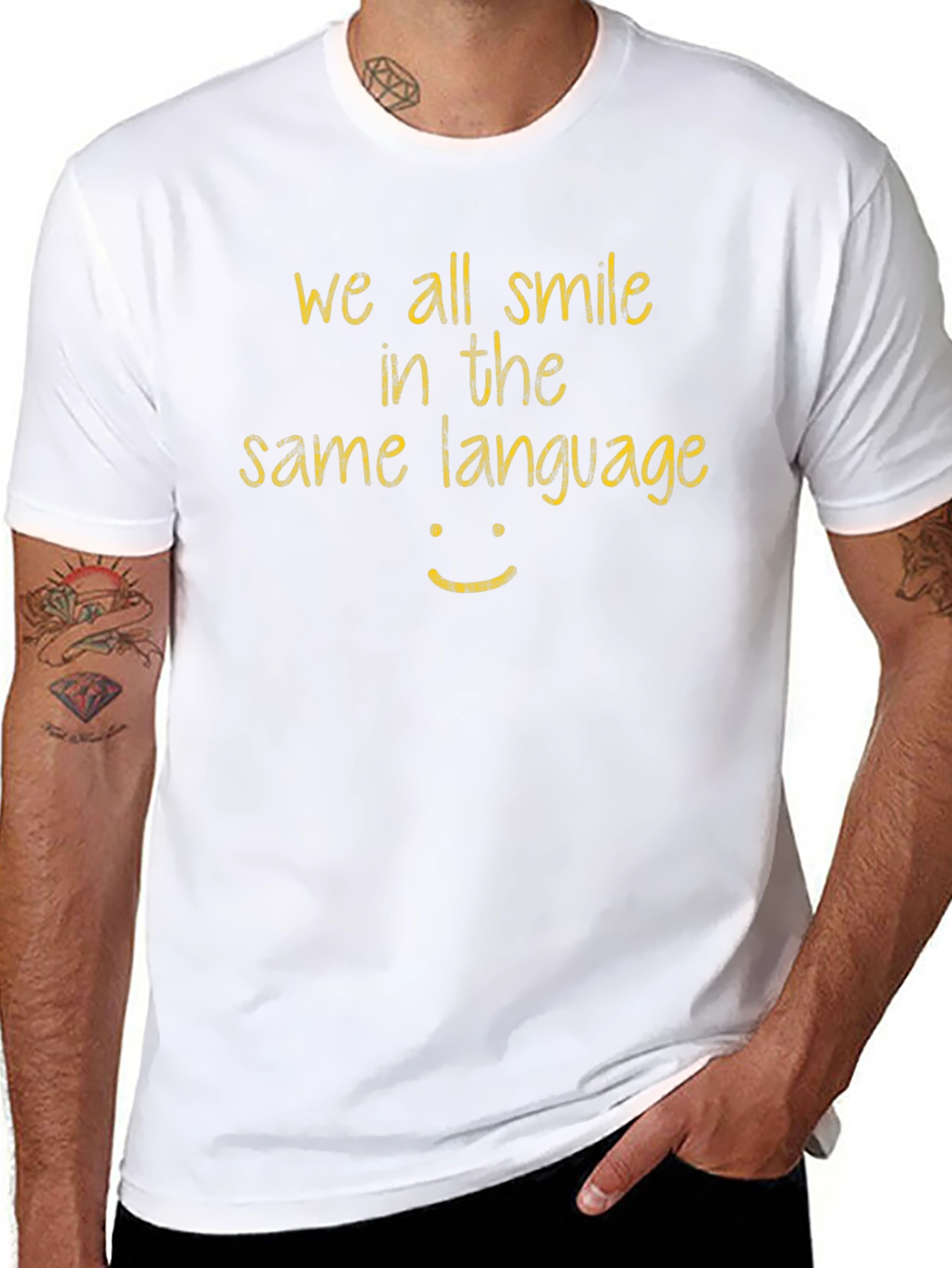We All Smile T-Shirt - Black Casual Tee