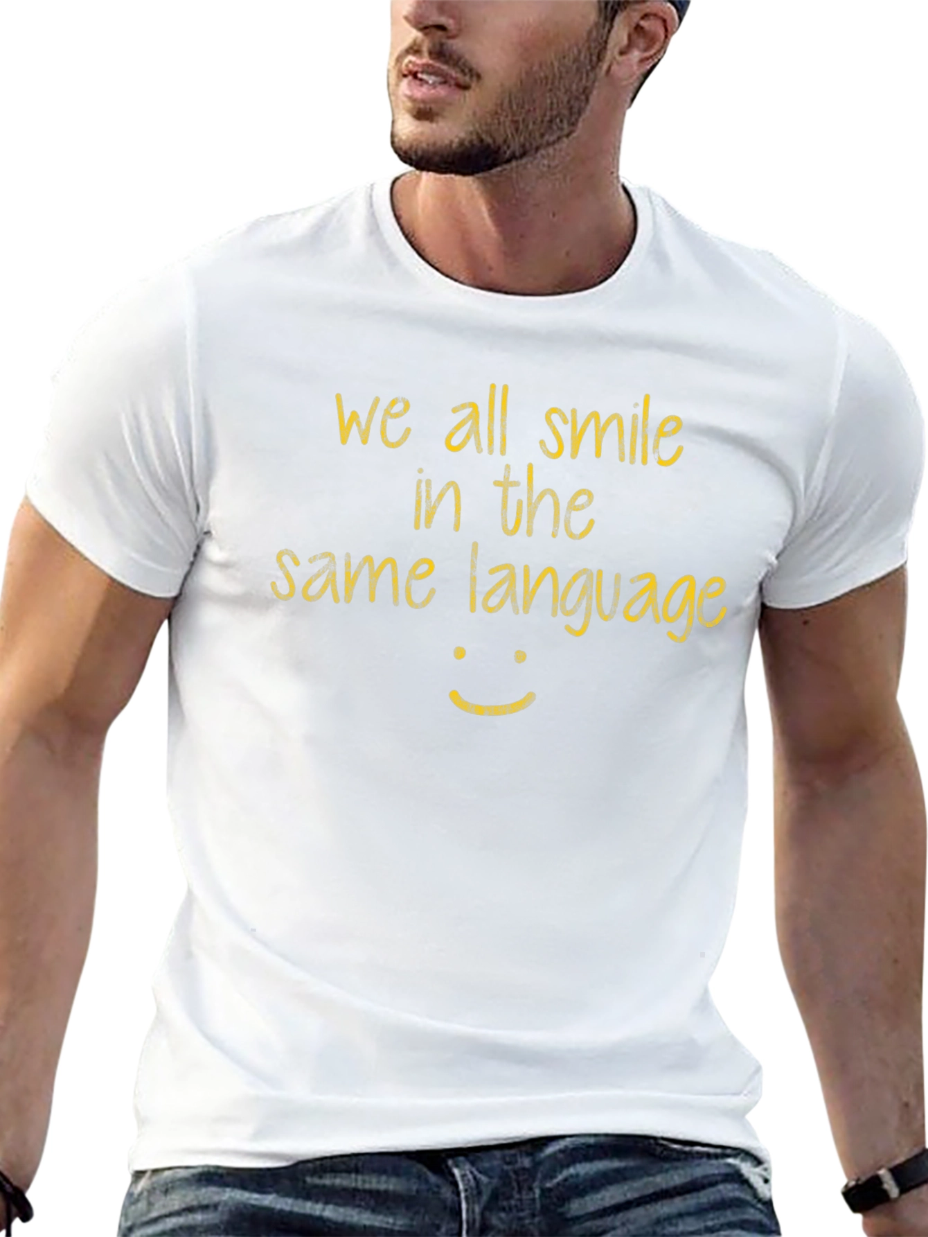 We All Smile T-Shirt - Black Casual Tee