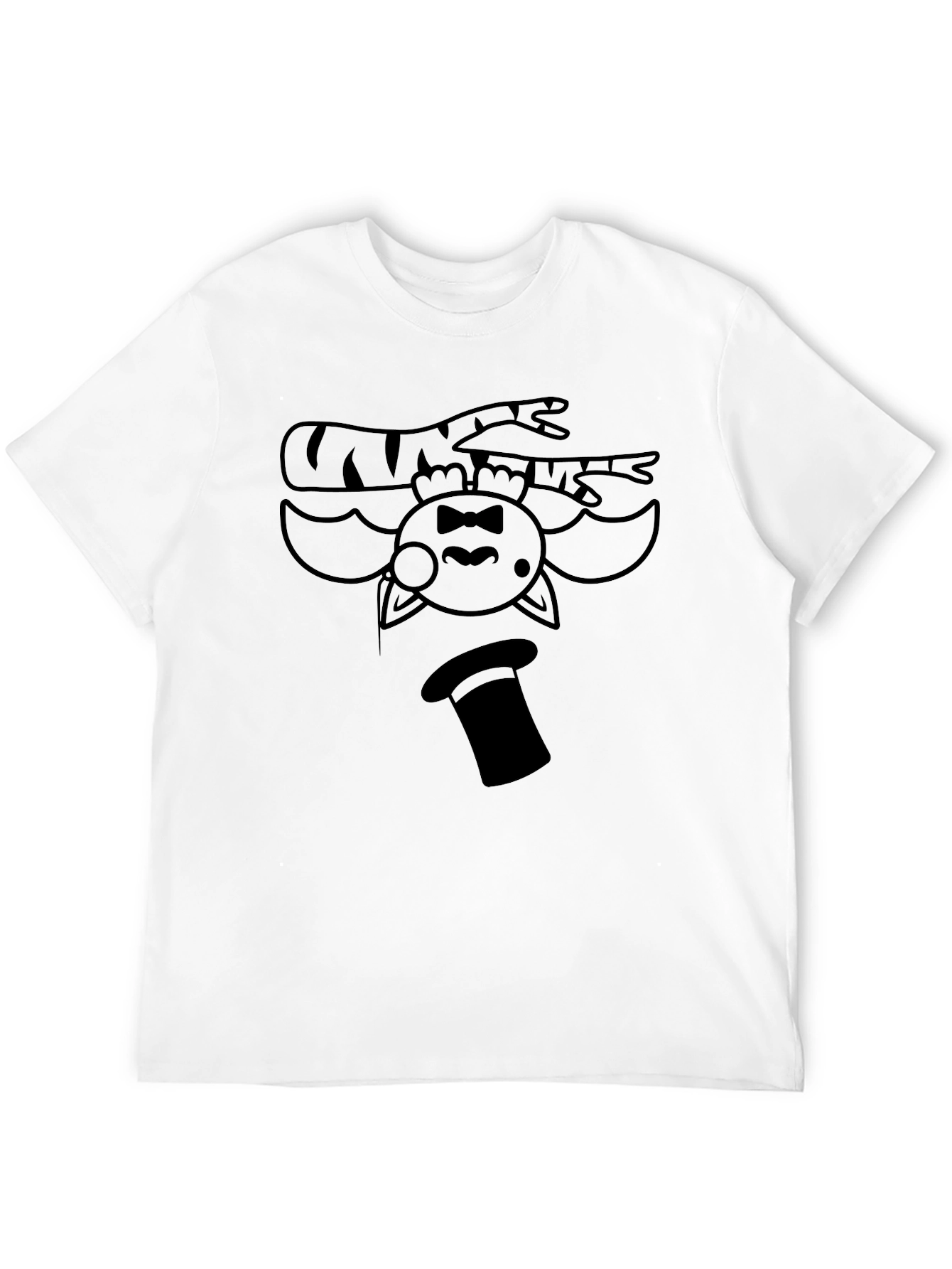 Upside Down Cat Magician Graphic Tee - Black