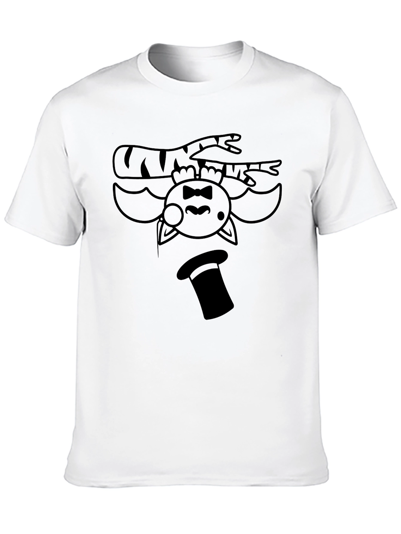 Upside Down Cat Magician Graphic Tee - Black
