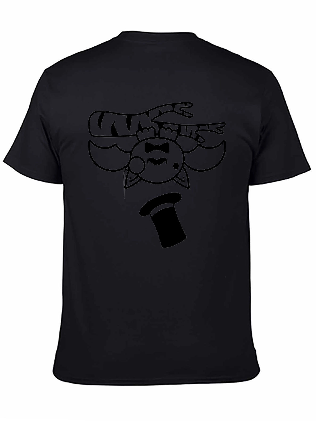 Upside Down Cat Magician Graphic Tee - Black