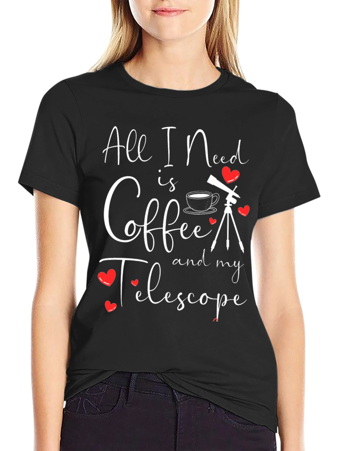 Coffee and Telescope Graphic T-Shirt