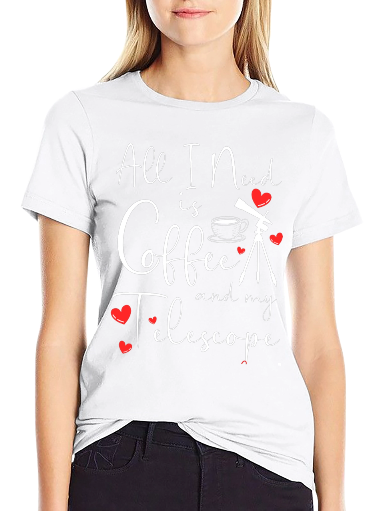 Coffee and Telescope Graphic T-Shirt