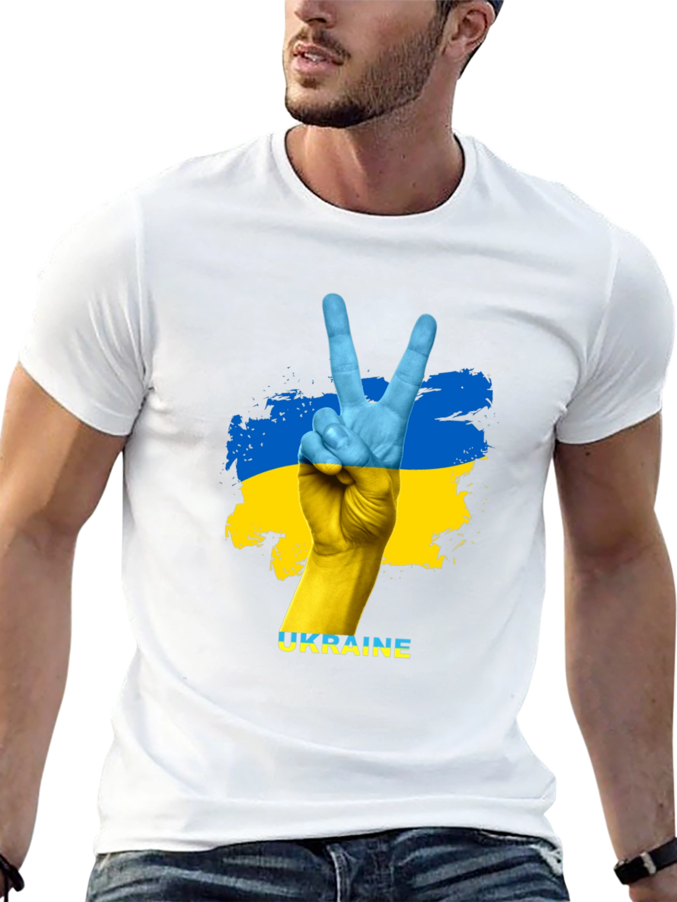 Ukraine Flag Peace Sign Graphic T-Shirt