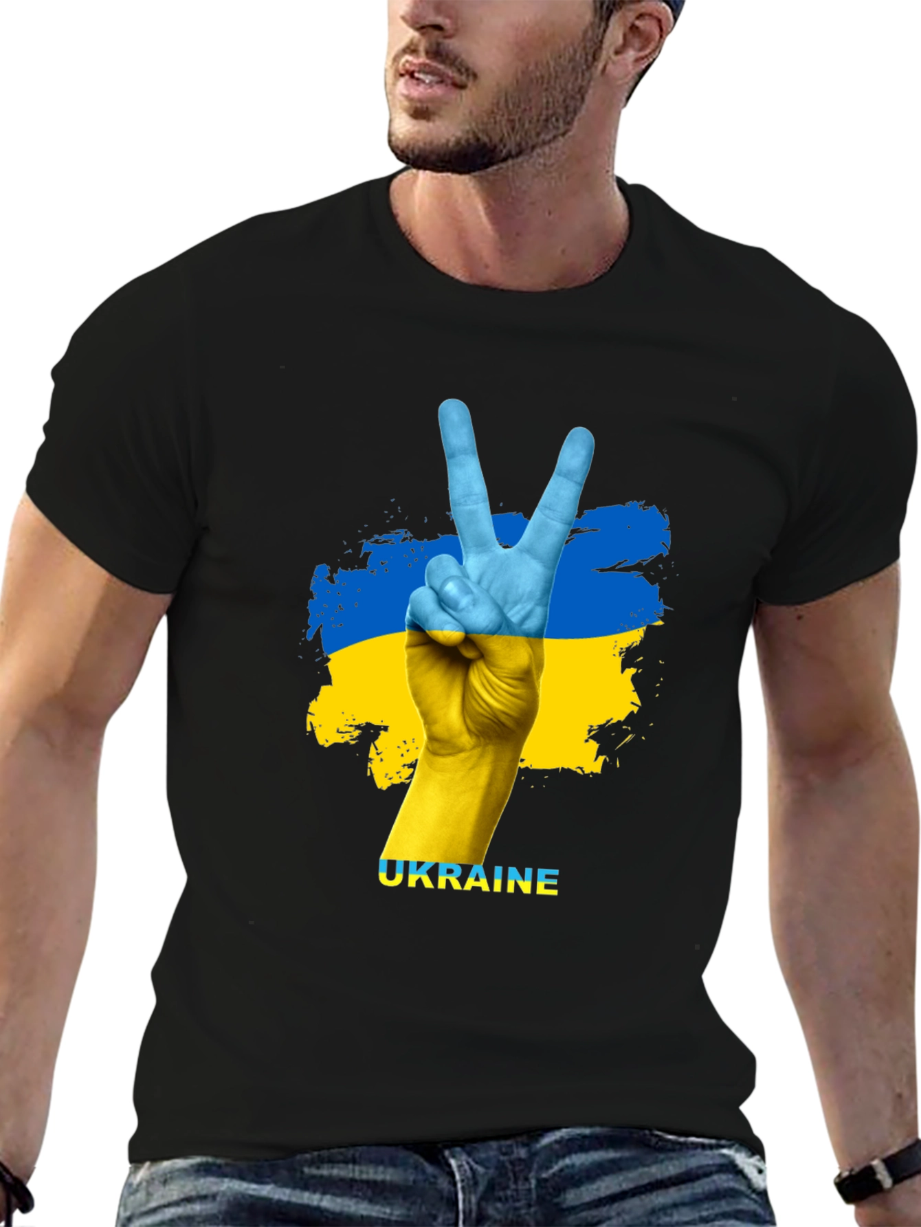 Ukraine Flag Peace Sign Graphic T-Shirt