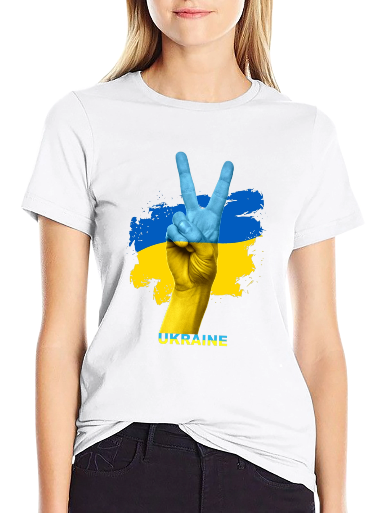Ukraine Flag Peace Sign Graphic T-Shirt