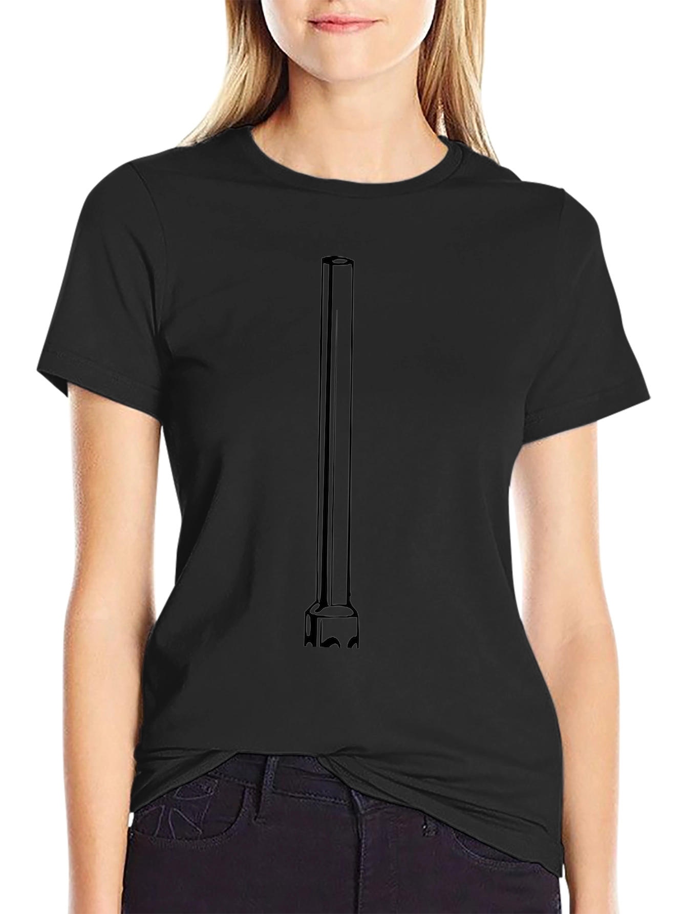Novelty Black T-Shirt with Abstract Tool Graphic