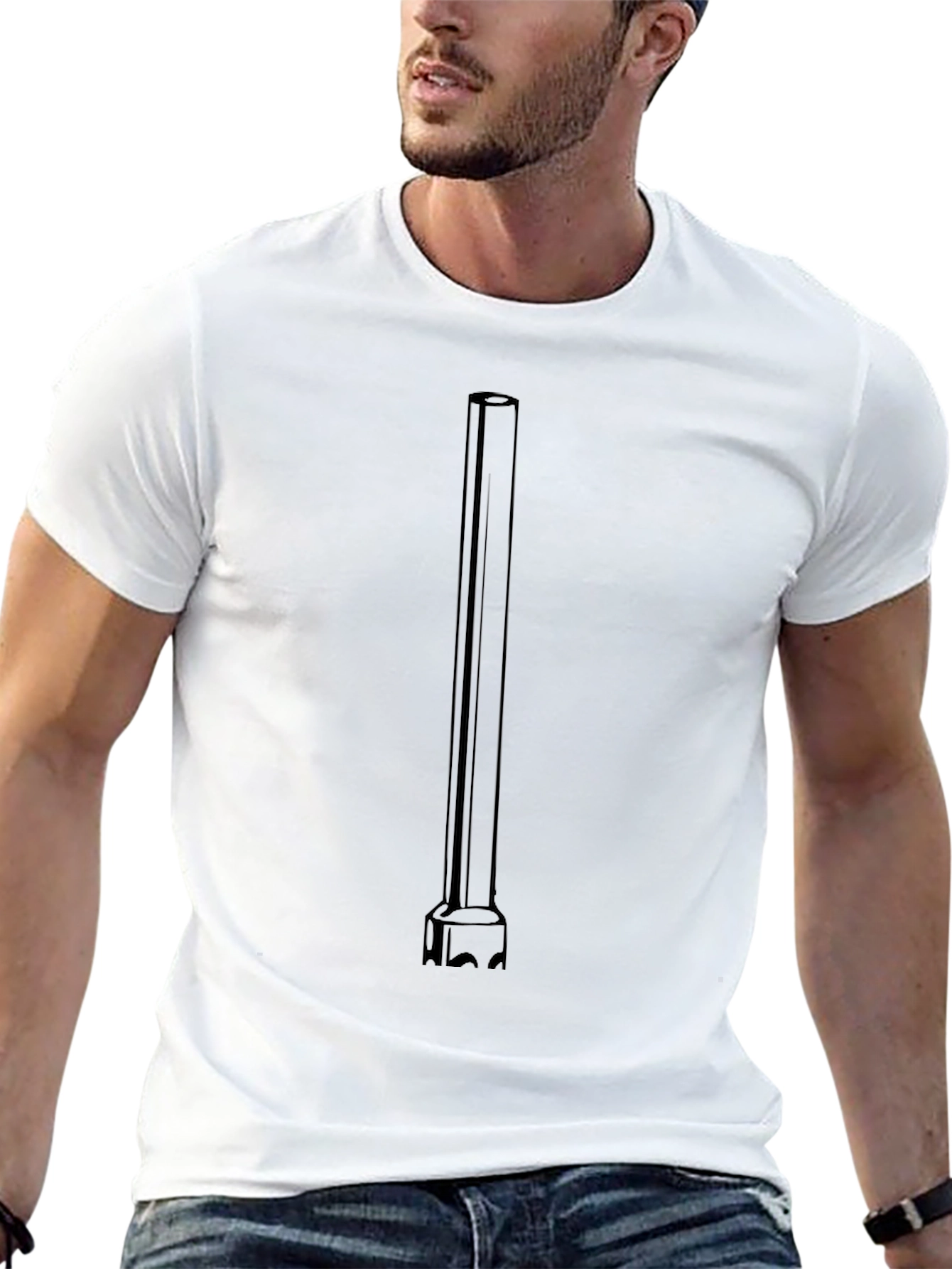 Novelty Black T-Shirt with Abstract Tool Graphic