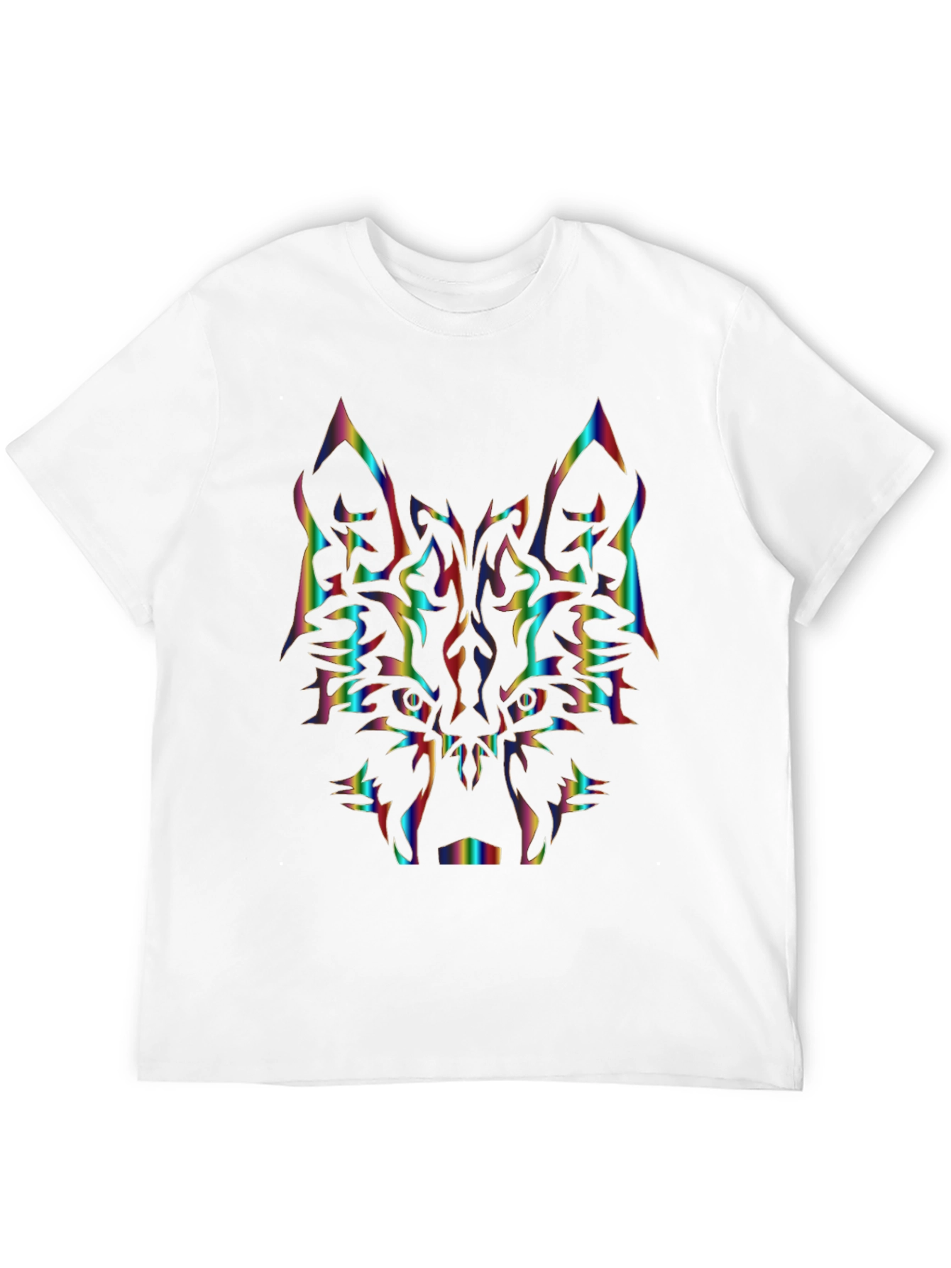 Rainbow Wolf Graphic Tee - Black Cotton Shirt