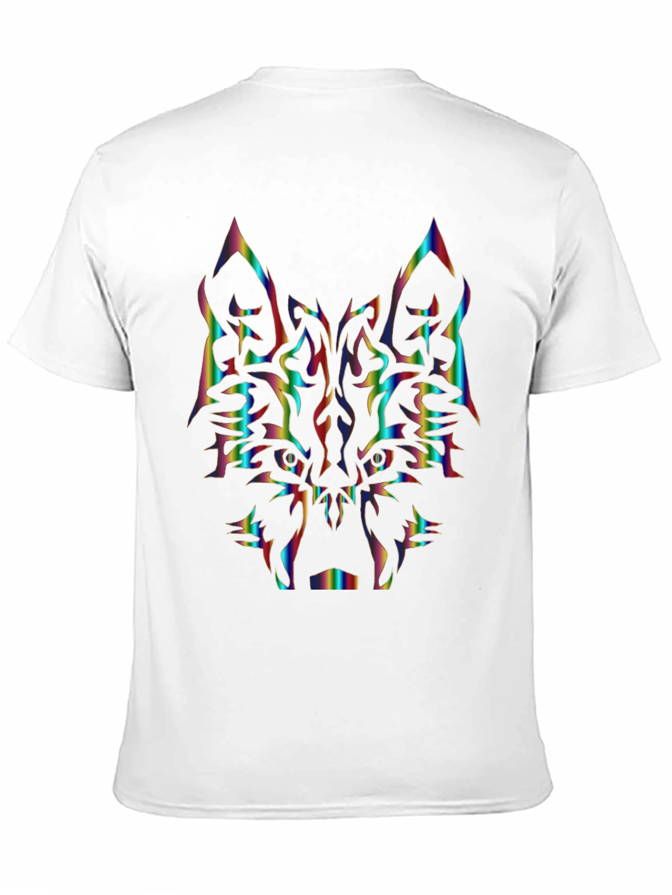 Rainbow Wolf Graphic Tee - Black Cotton Shirt