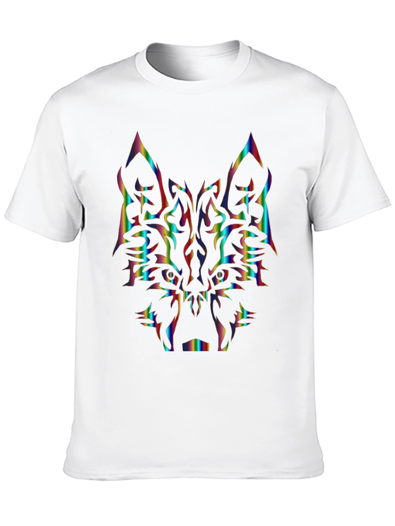 Rainbow Wolf Graphic Tee - Black Cotton Shirt