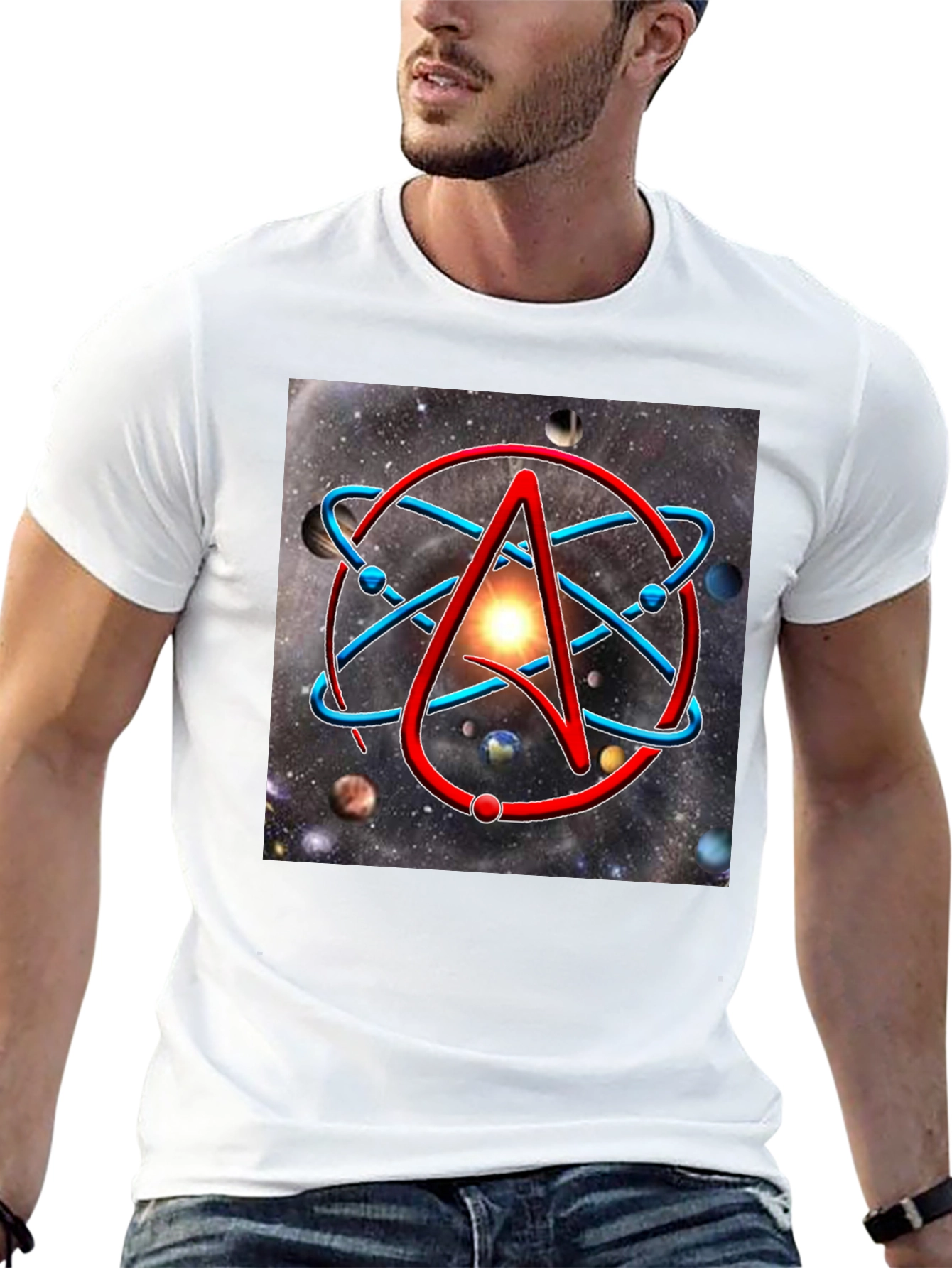 Atheist Symbol T-Shirt - Space Galaxy Design