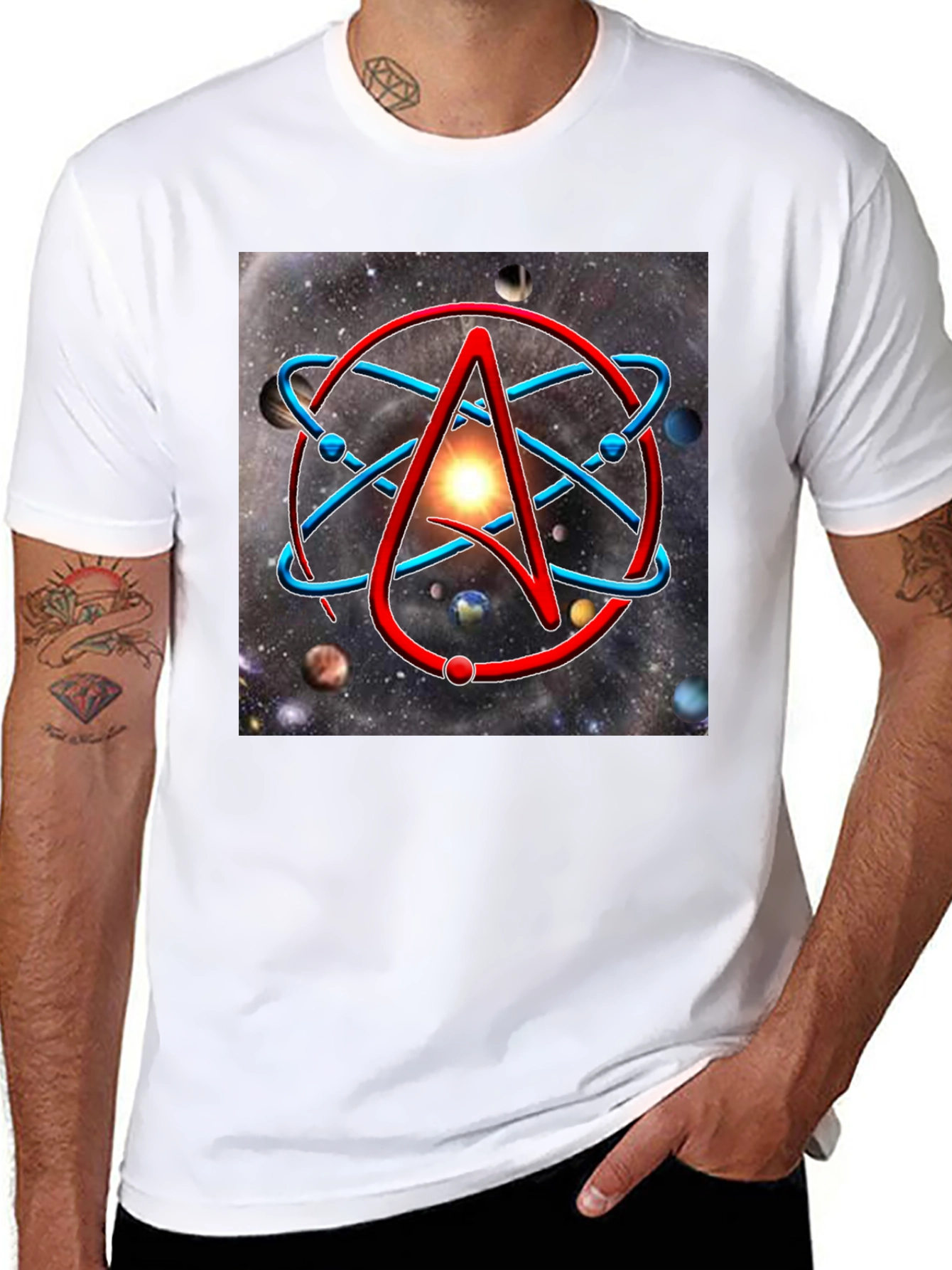 Atheist Symbol T-Shirt - Space Galaxy Design