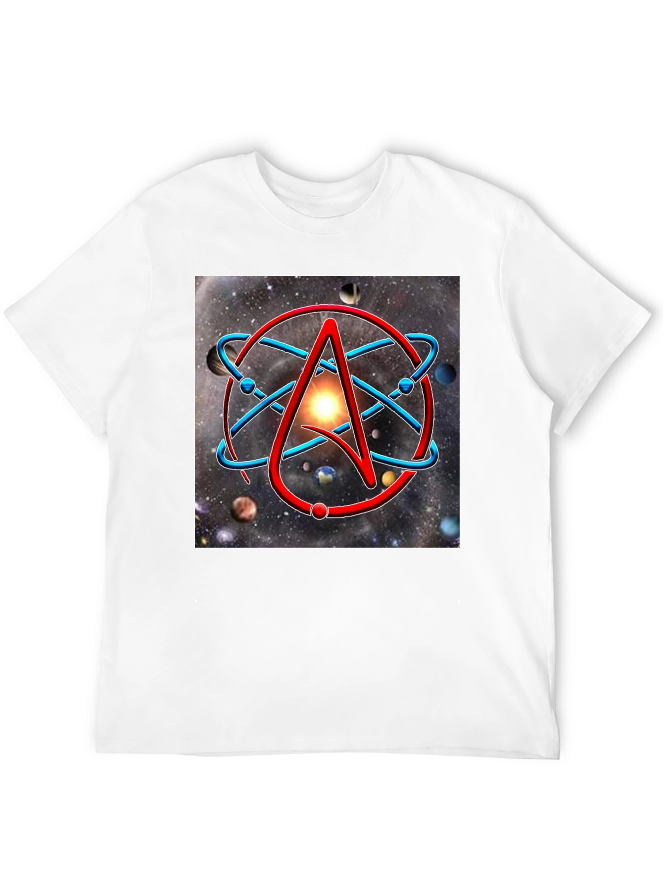 Atheist Symbol T-Shirt - Space Galaxy Design