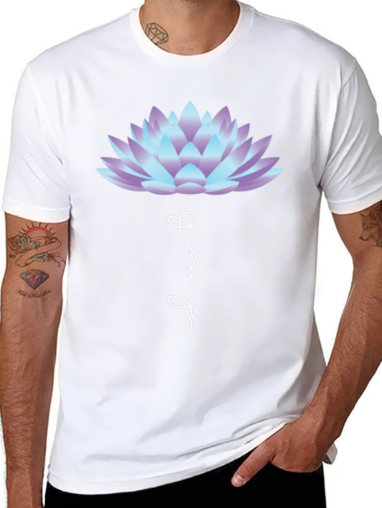 Shanti Lotus Flower Graphic Tee - Black Casual T-Shirt