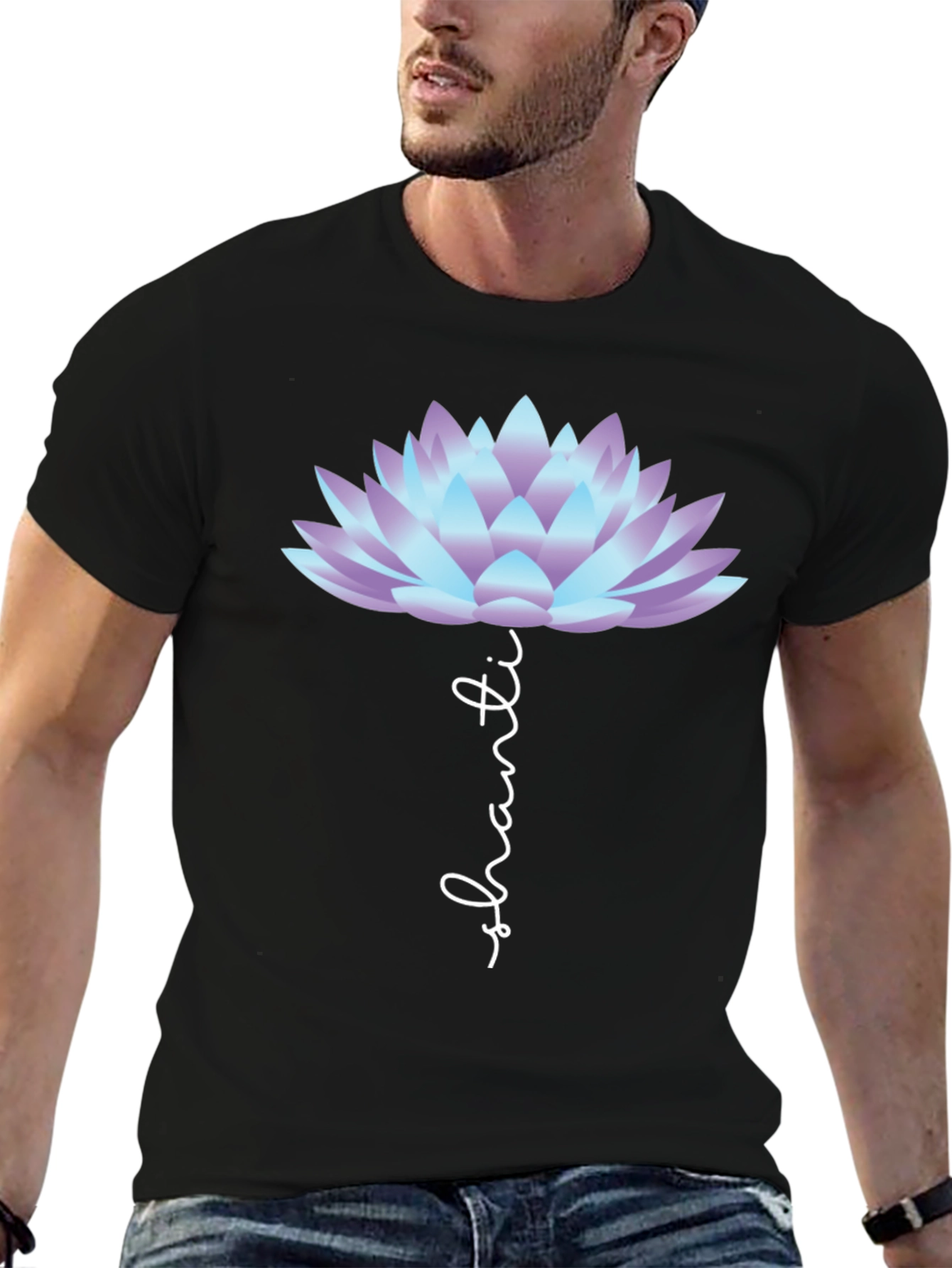 Shanti Lotus Flower Graphic Tee - Black Casual T-Shirt