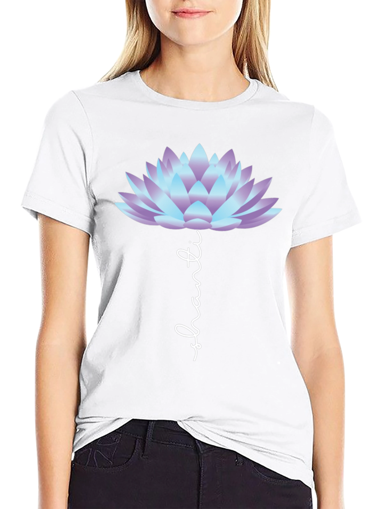 Shanti Lotus Flower Graphic Tee - Black Casual T-Shirt