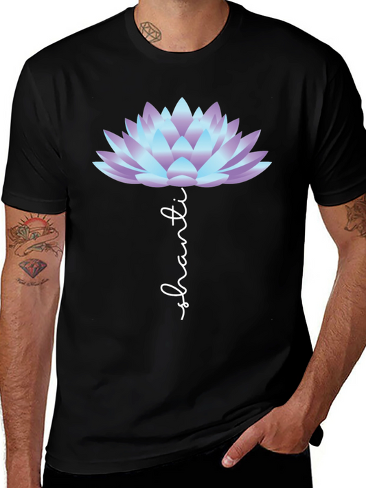 Shanti Lotus Flower Graphic Tee - Black Casual T-Shirt