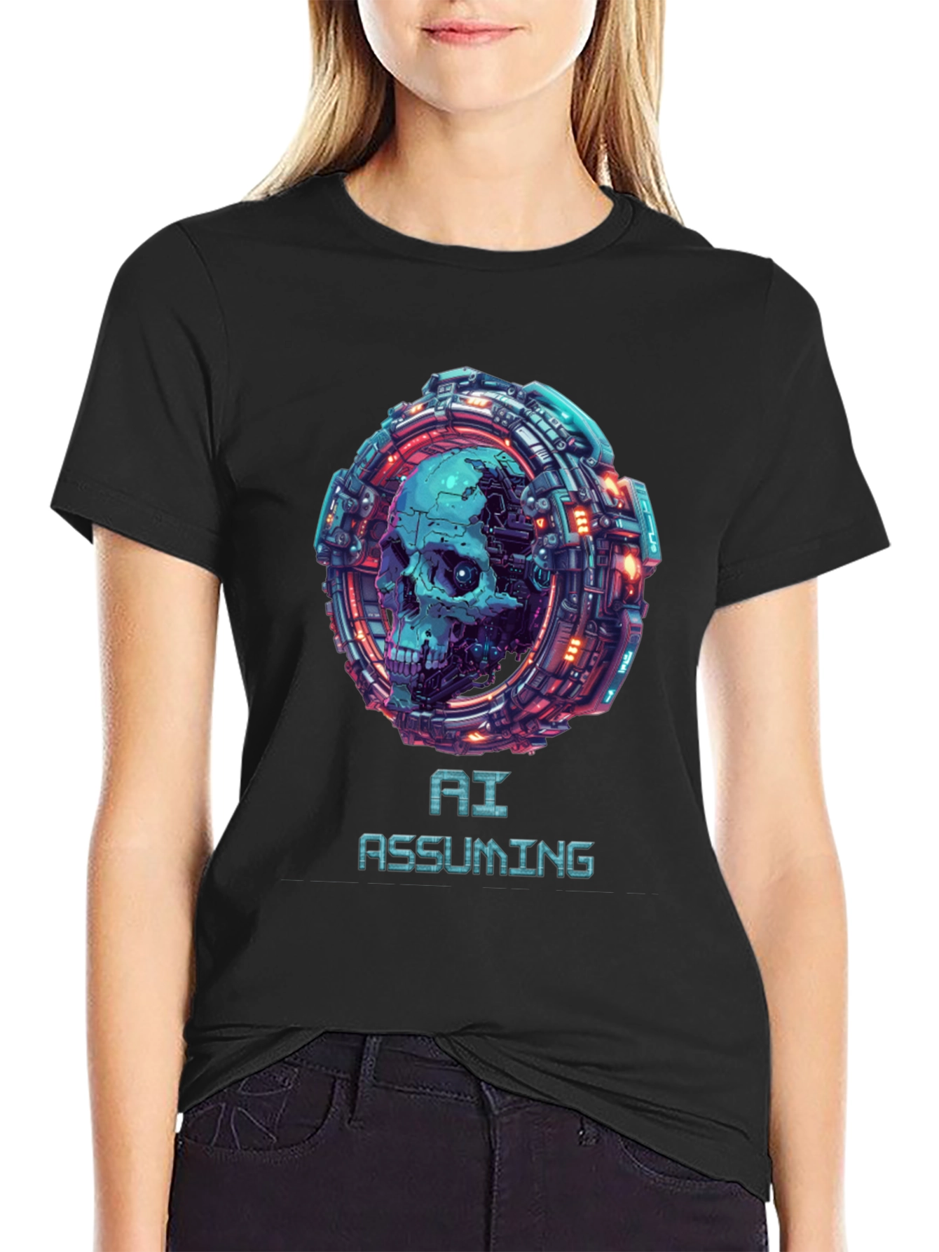 AI Assuming Skull Graphic Tee