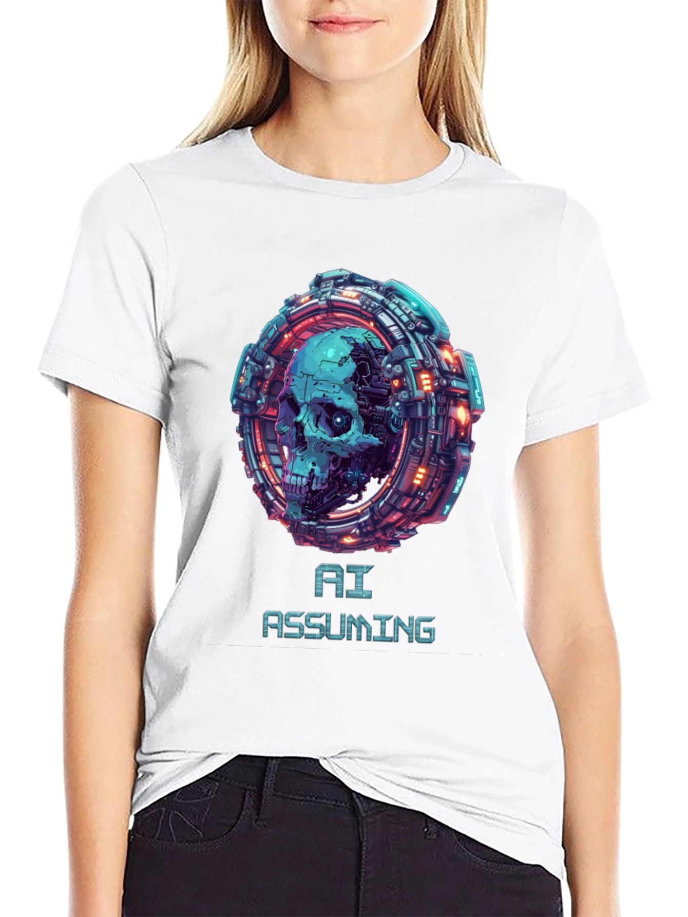 AI Assuming Skull Graphic Tee