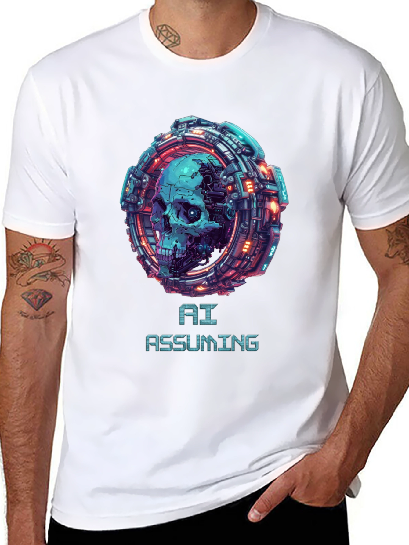 AI Assuming Skull Graphic Tee