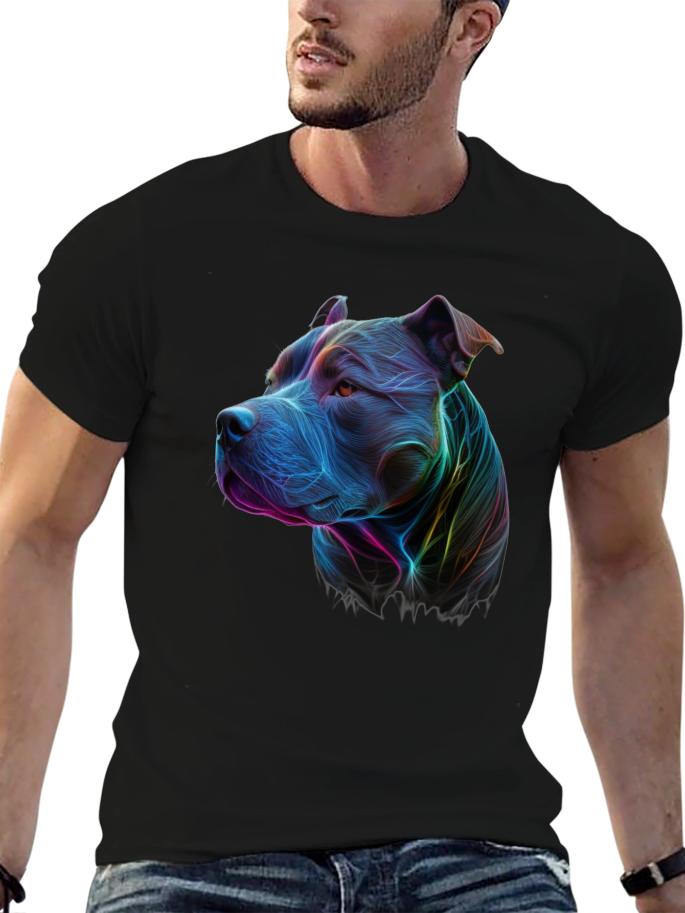 Vibrant Pitbull Graphic Tee - Unique Dog Lover Shirt