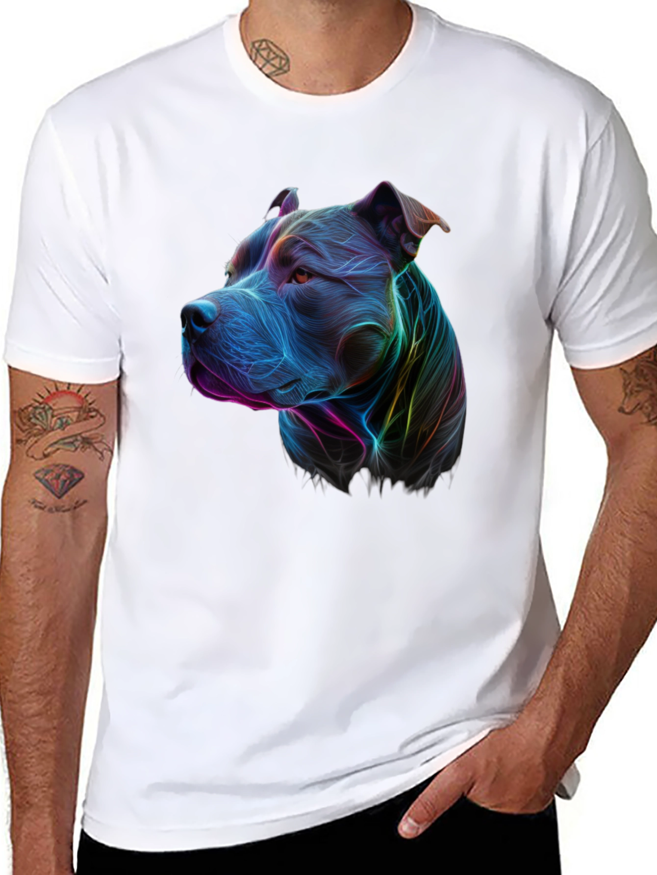 Vibrant Pitbull Graphic Tee - Unique Dog Lover Shirt