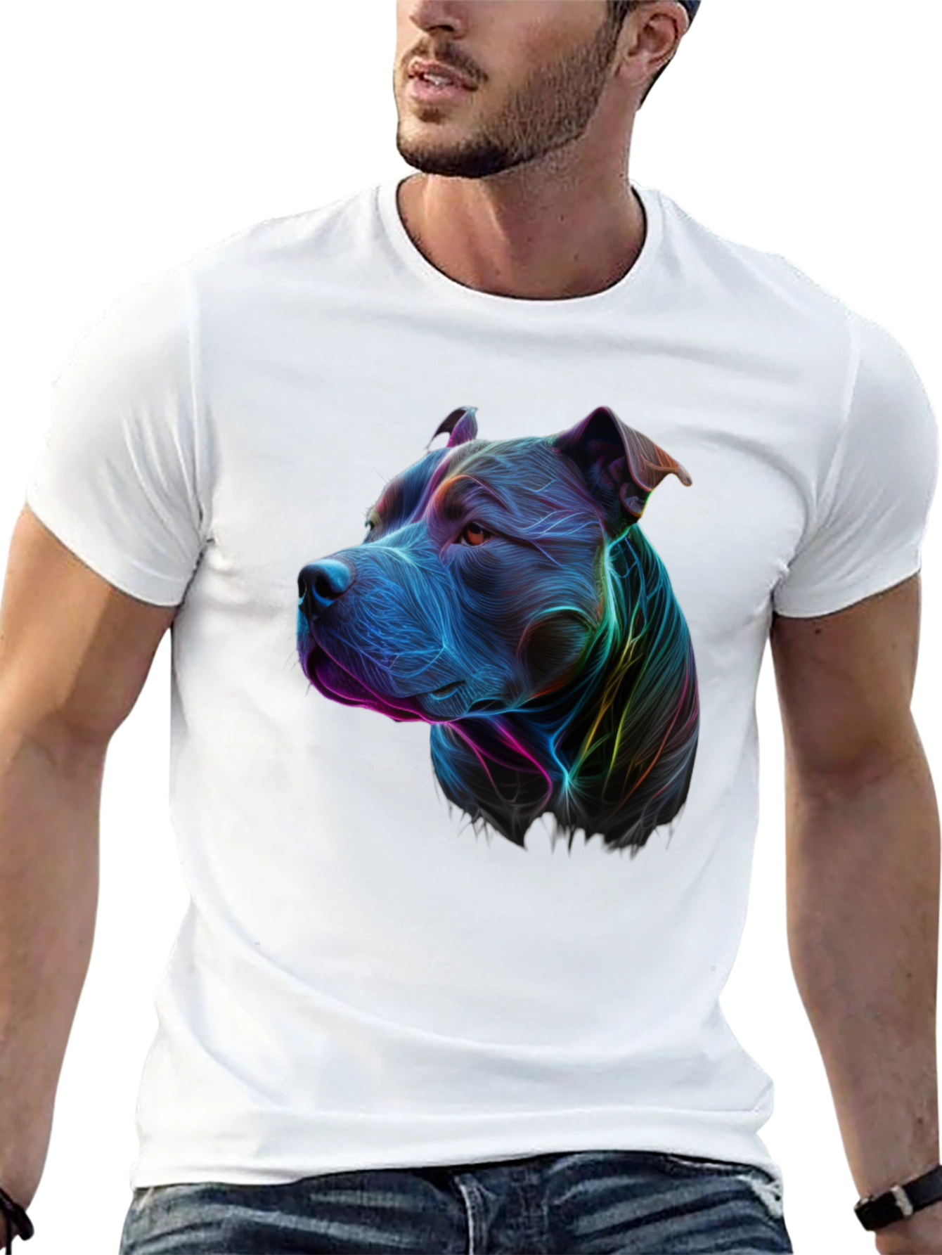 Vibrant Pitbull Graphic Tee - Unique Dog Lover Shirt