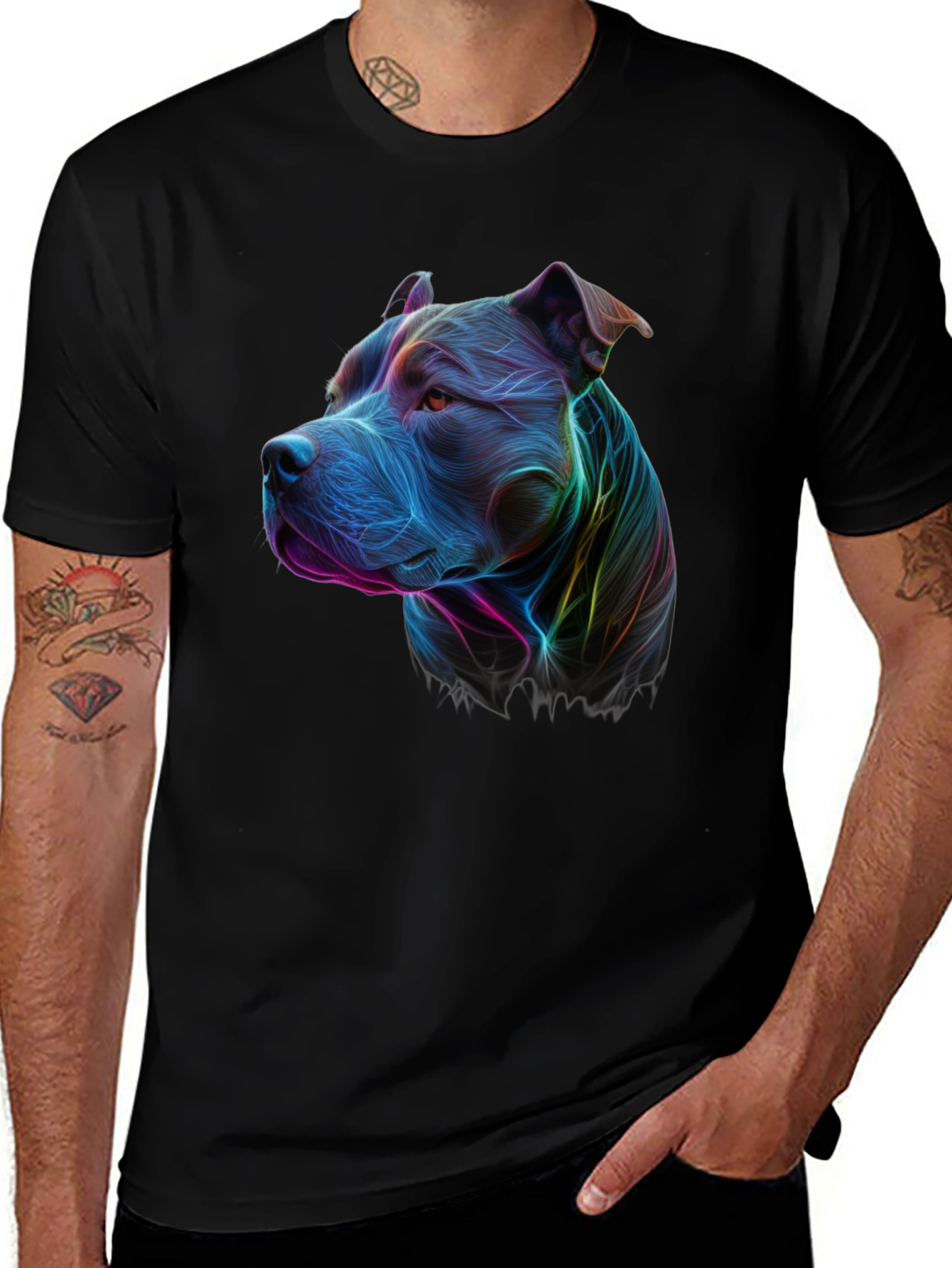 Vibrant Pitbull Graphic Tee - Unique Dog Lover Shirt