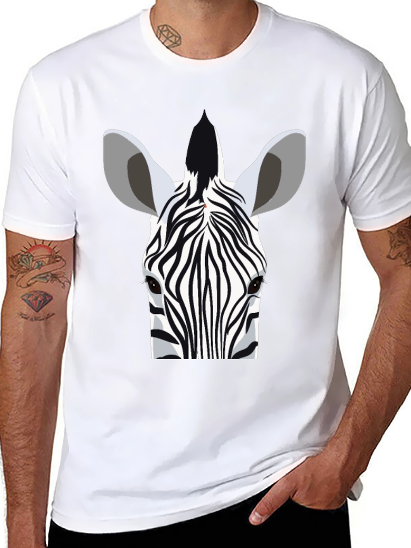 Zebra Head Graphic Tee - Stylish Black T-Shirt