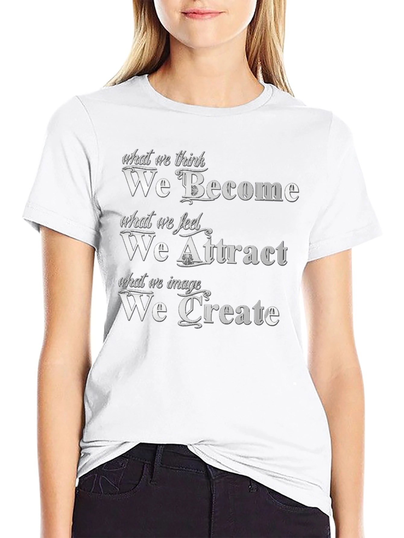 Motivational T-Shirt - Become Attract Create - Black