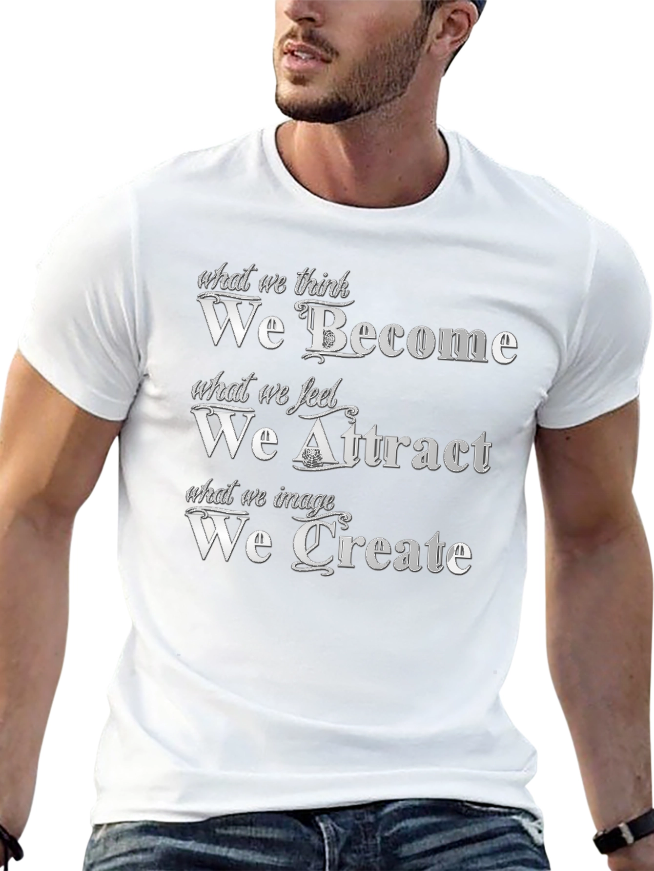 Motivational T-Shirt - Become Attract Create - Black
