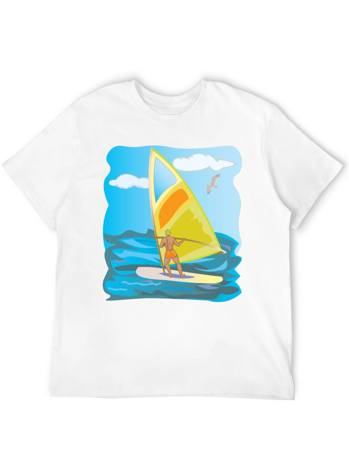 Windsurfing Graphic T-Shirt: Black Cotton Tee