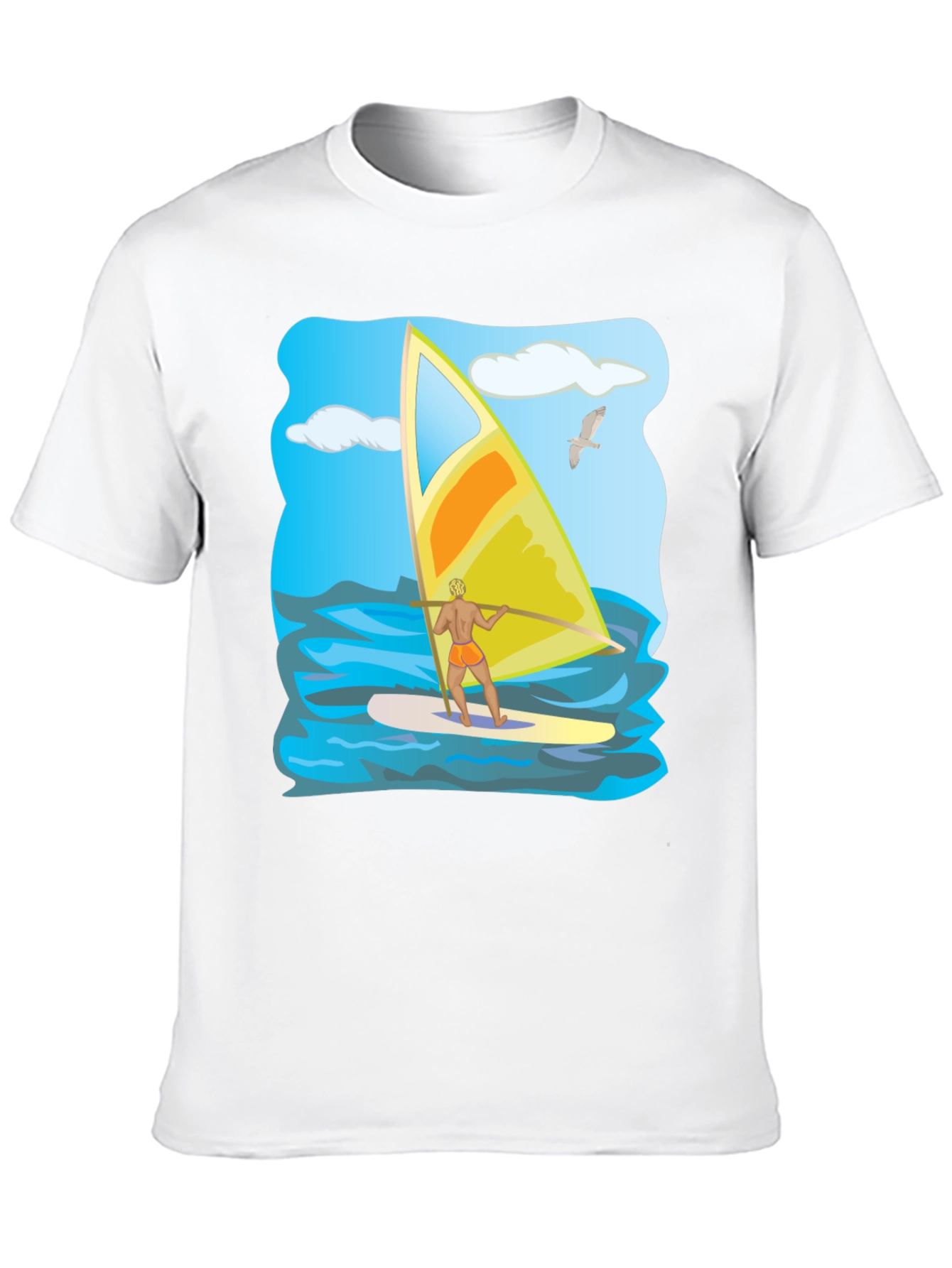 Windsurfing Graphic T-Shirt: Black Cotton Tee