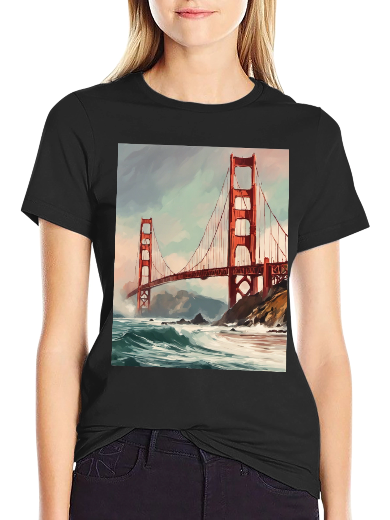Golden Gate Bridge Black T-Shirt