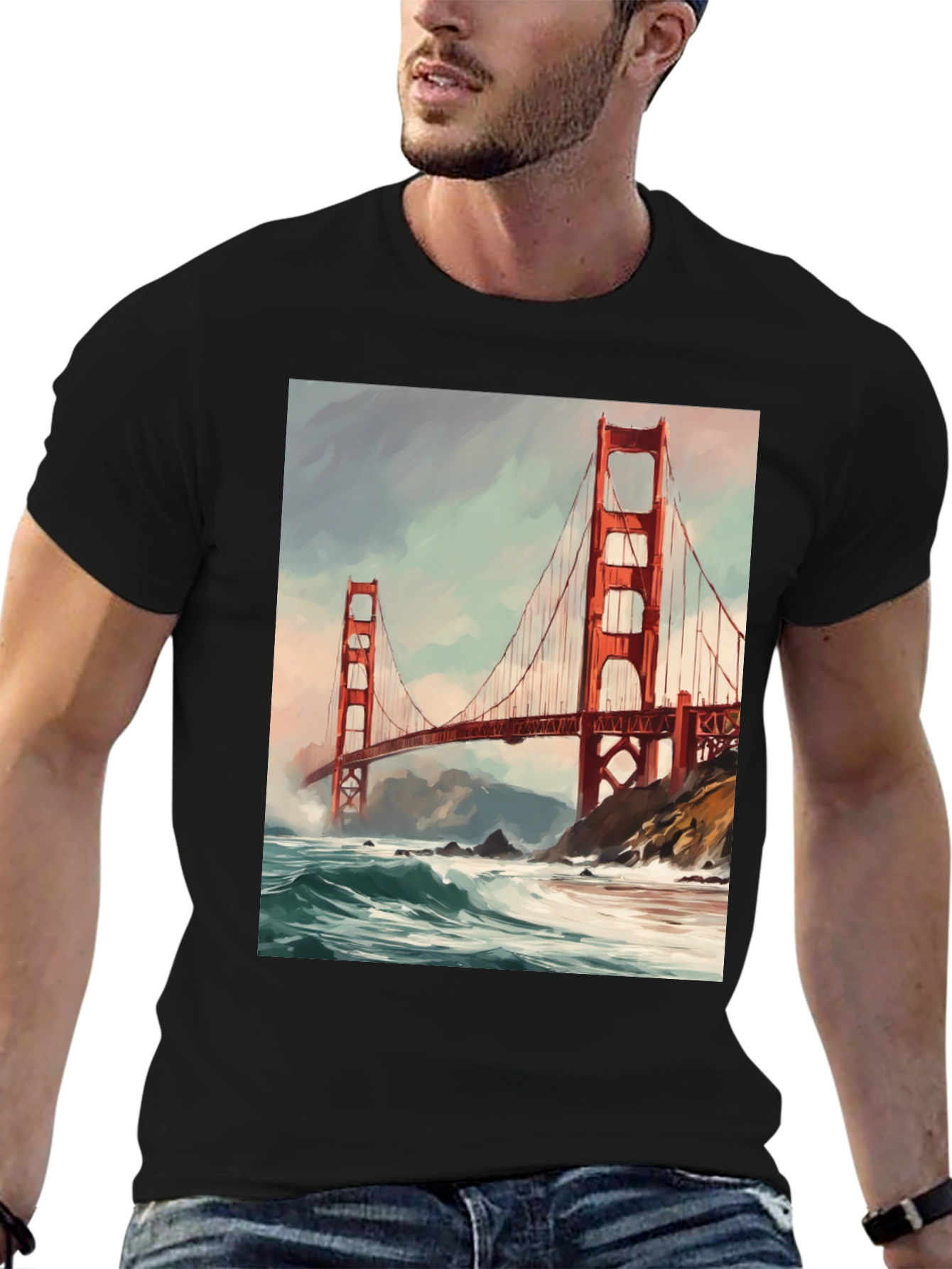 Golden Gate Bridge Black T-Shirt