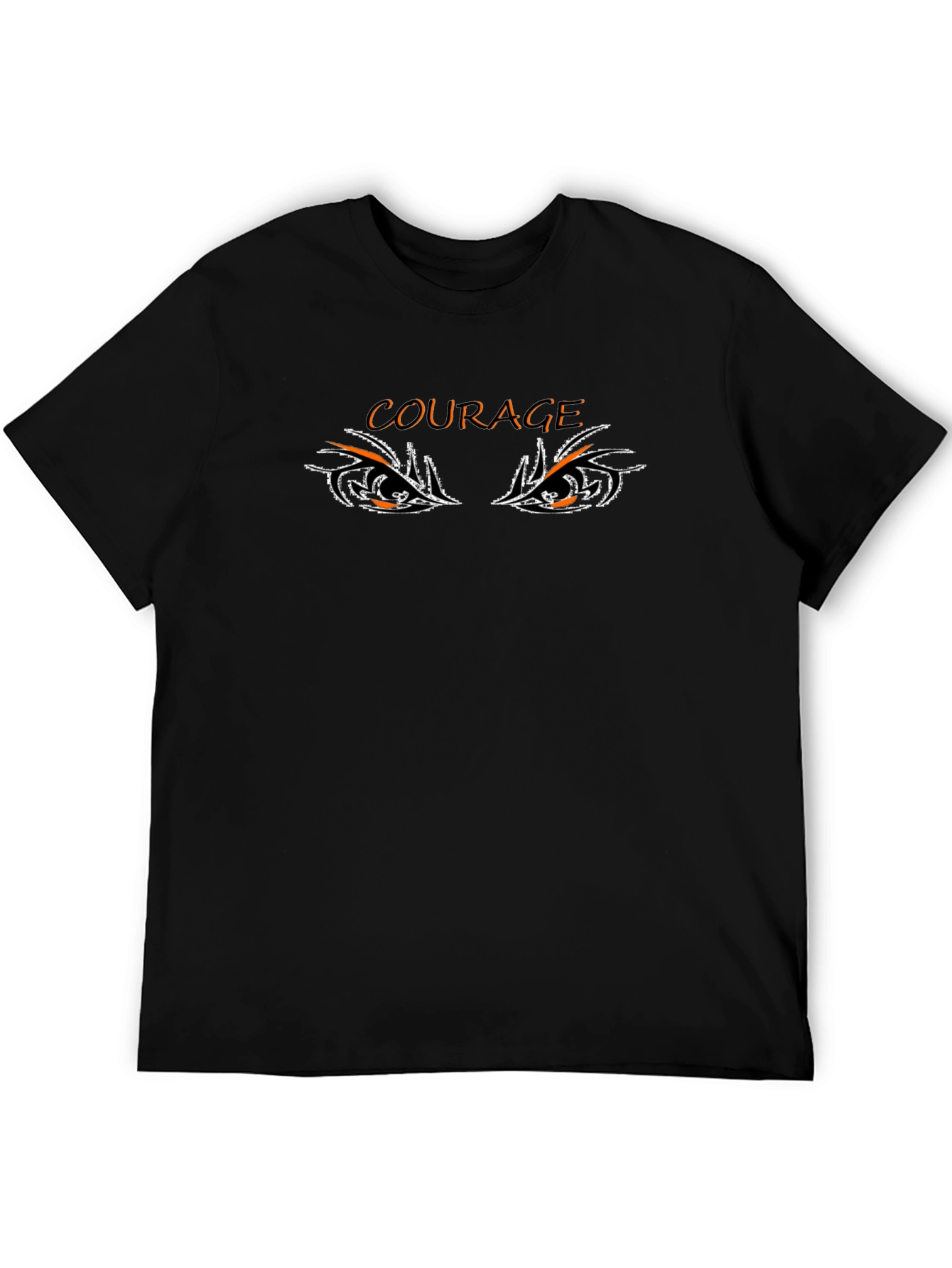 Courage Graphic Print Crew Neck Black T-Shirt