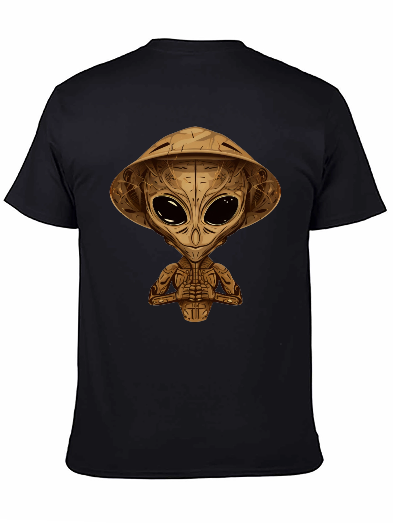 Alien Samurai Graphic Tee - Black Cotton T-Shirt