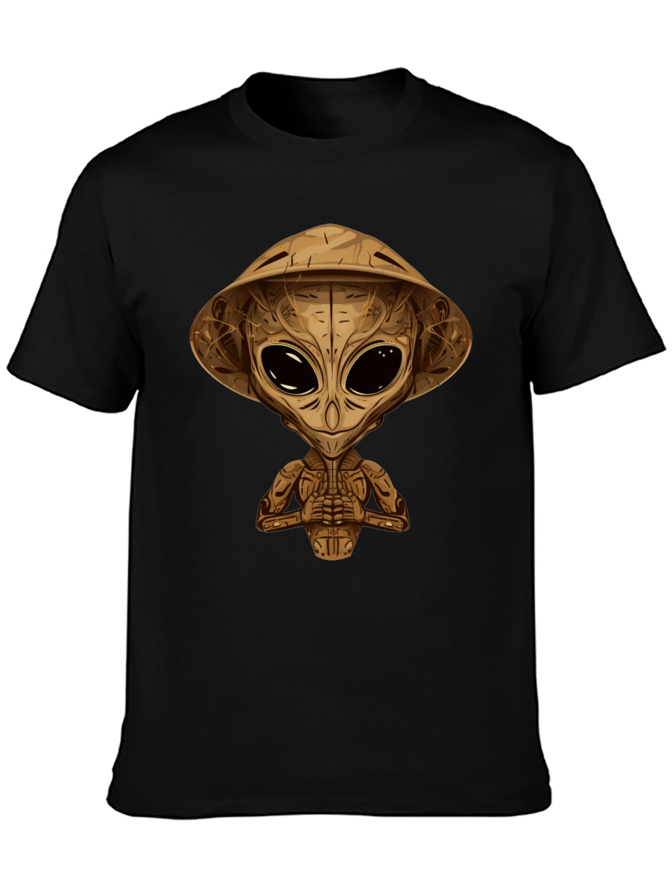 Alien Samurai Graphic Tee - Black Cotton T-Shirt