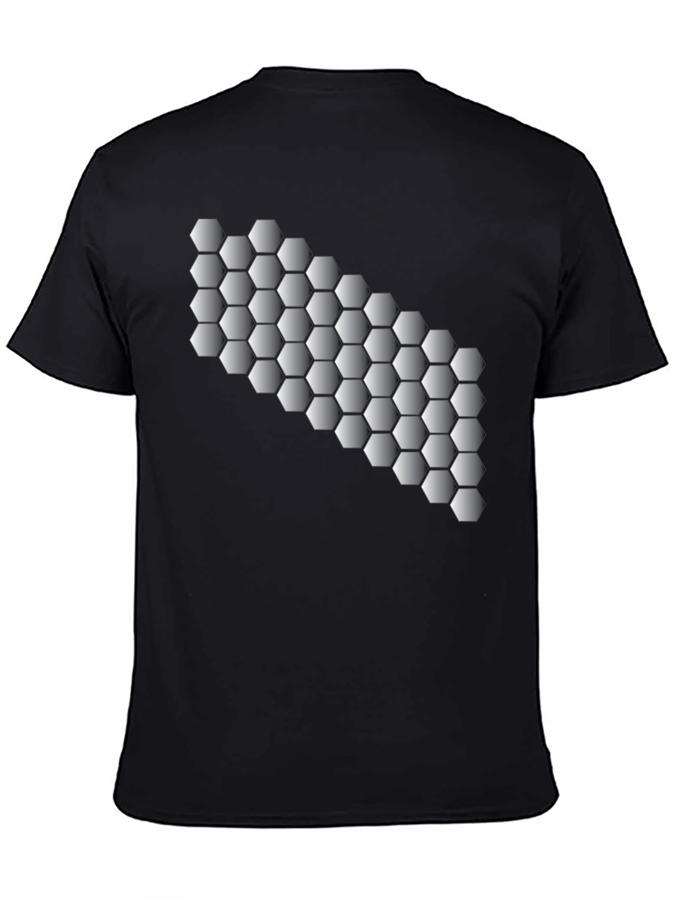 Geometric Hexagon Pattern Black T-Shirt