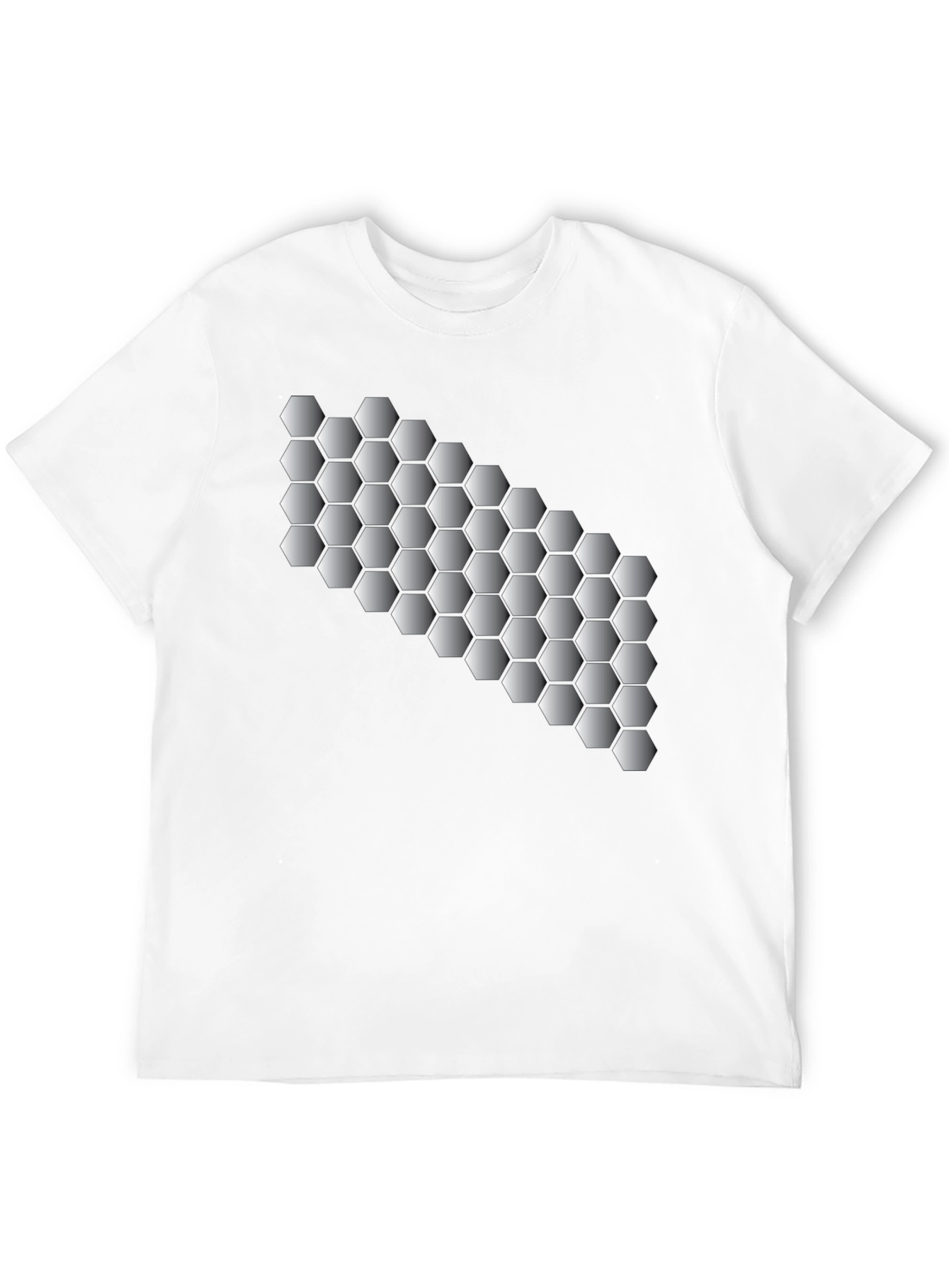 Geometric Hexagon Pattern Black T-Shirt