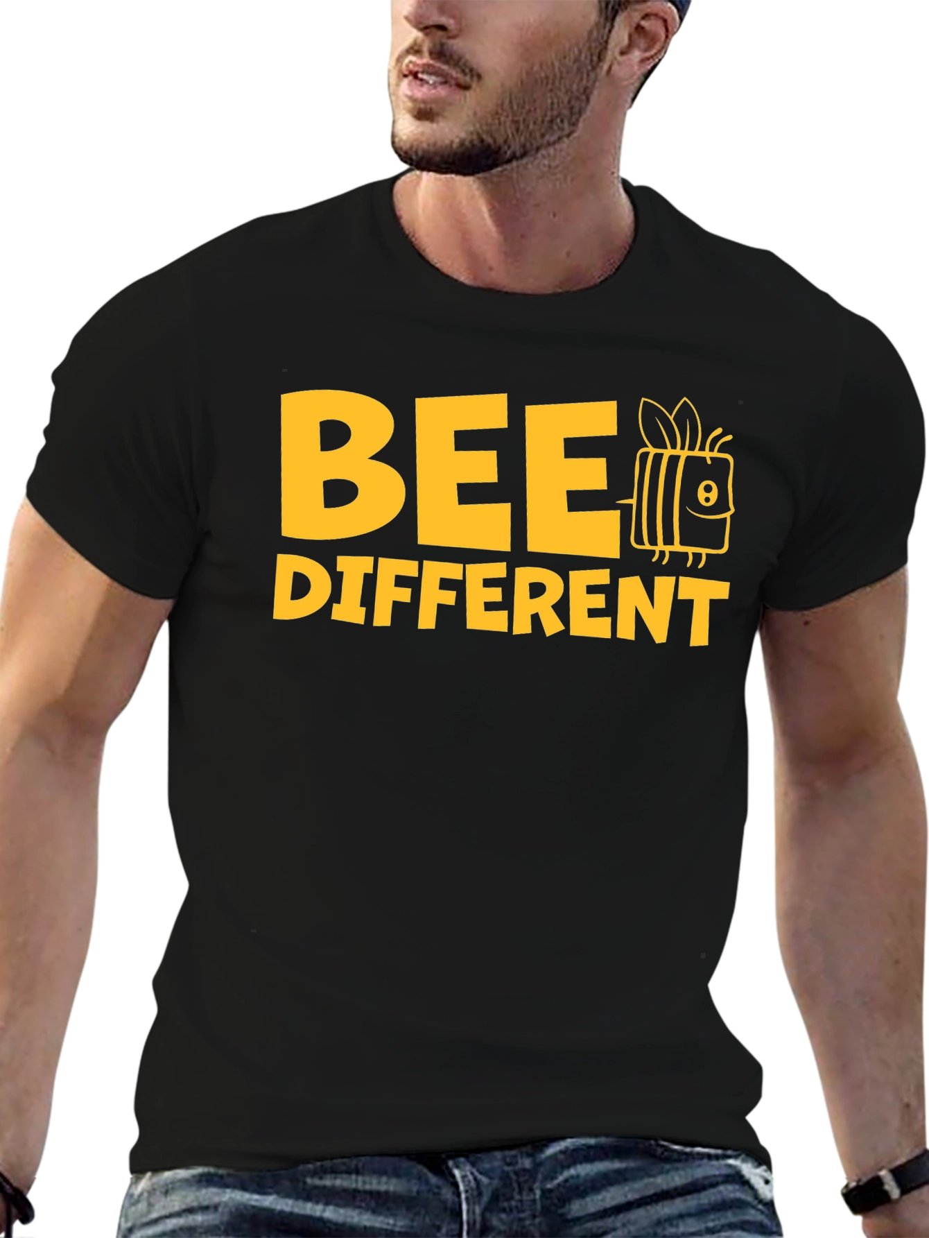 Bee Different Graphic Tee - Black Cotton Shirt