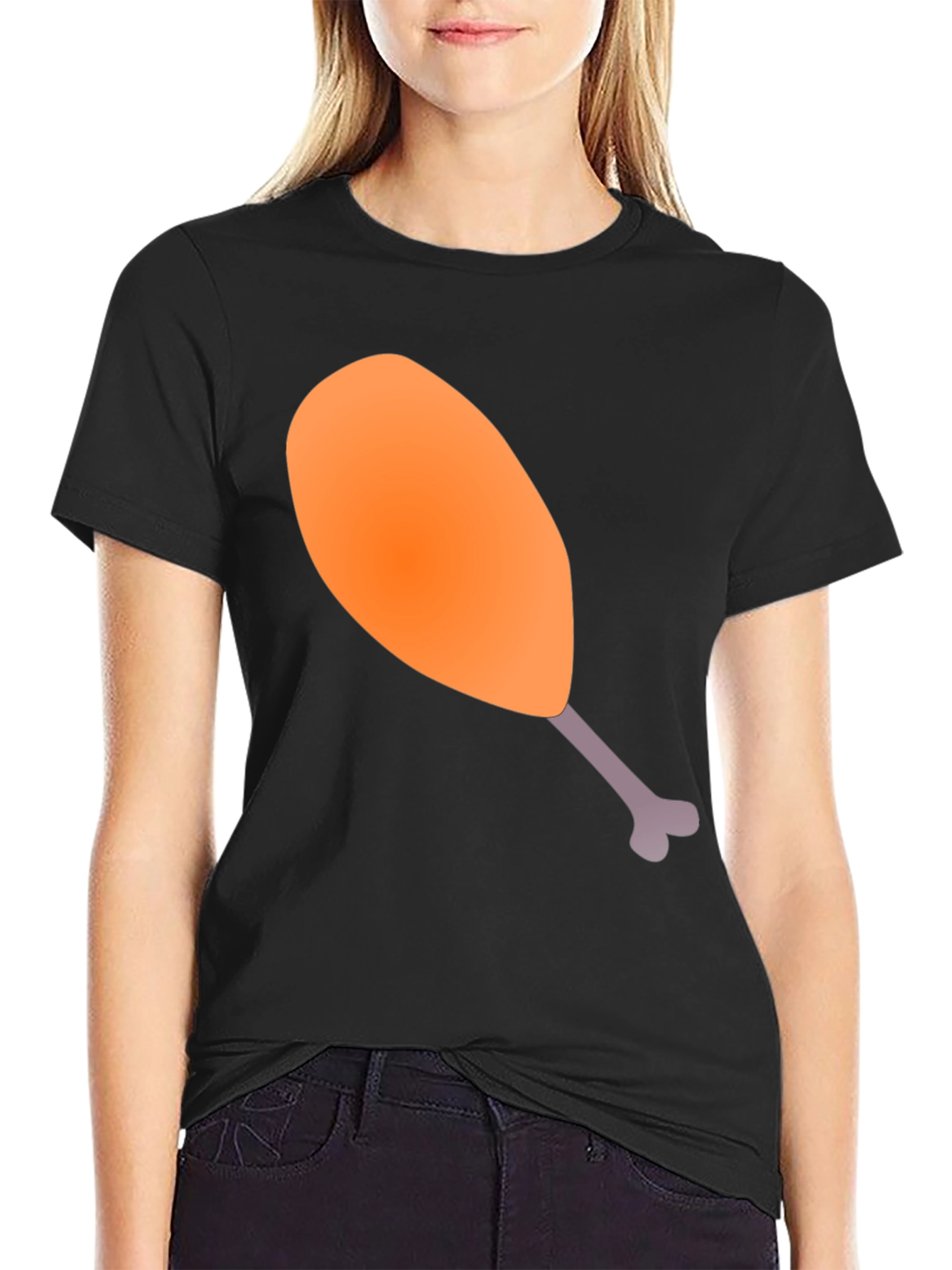 Funny Chicken Leg Graphic Tee - Black Unisex T-Shirt