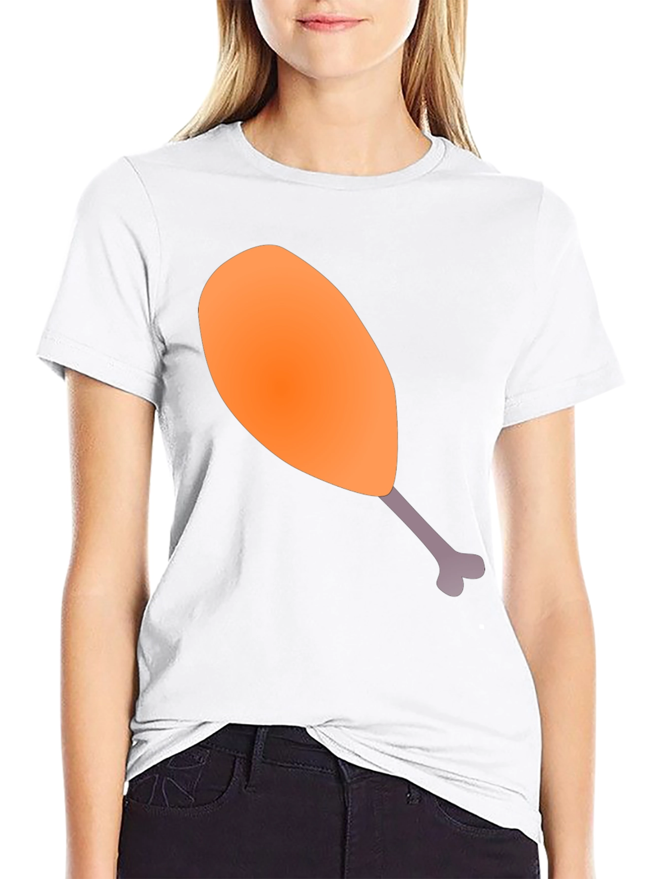 Funny Chicken Leg Graphic Tee - Black Unisex T-Shirt